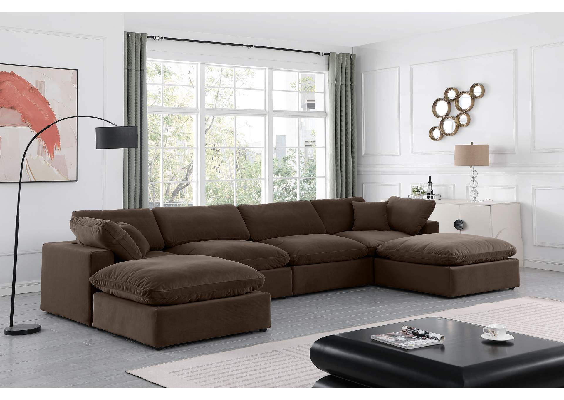 Comfy Brown Velvet Modular Sectional