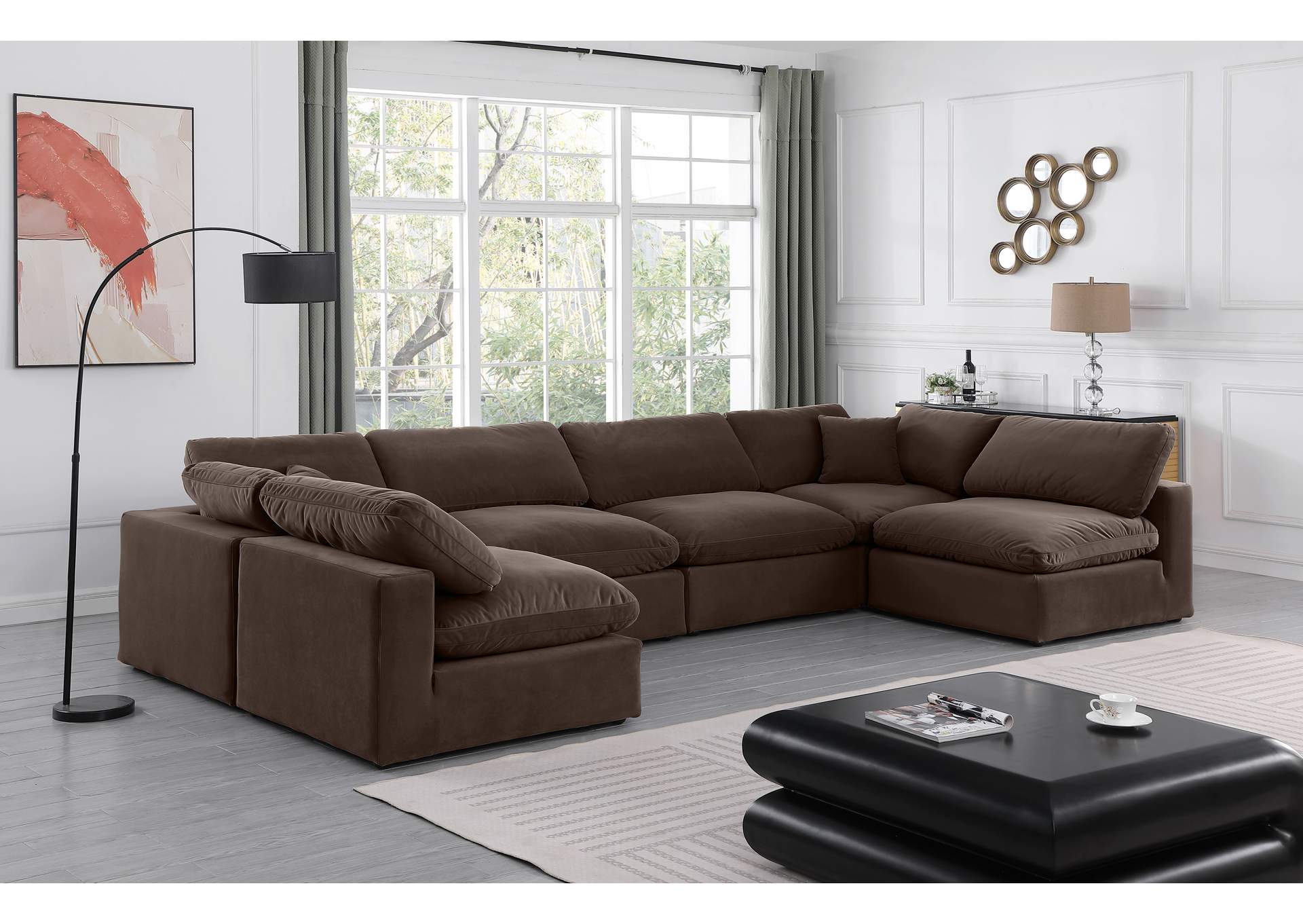 Comfy Brown Velvet Modular Sectional