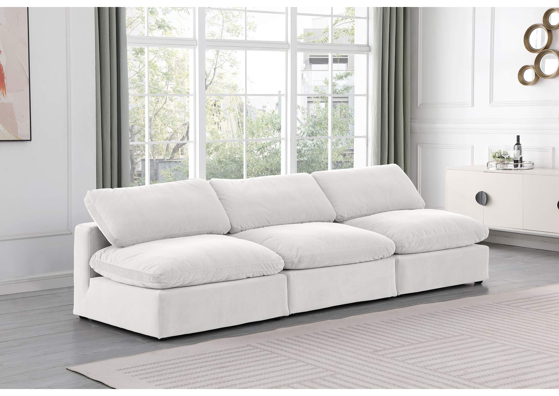 Comfy Cream Velvet Modular Sofa