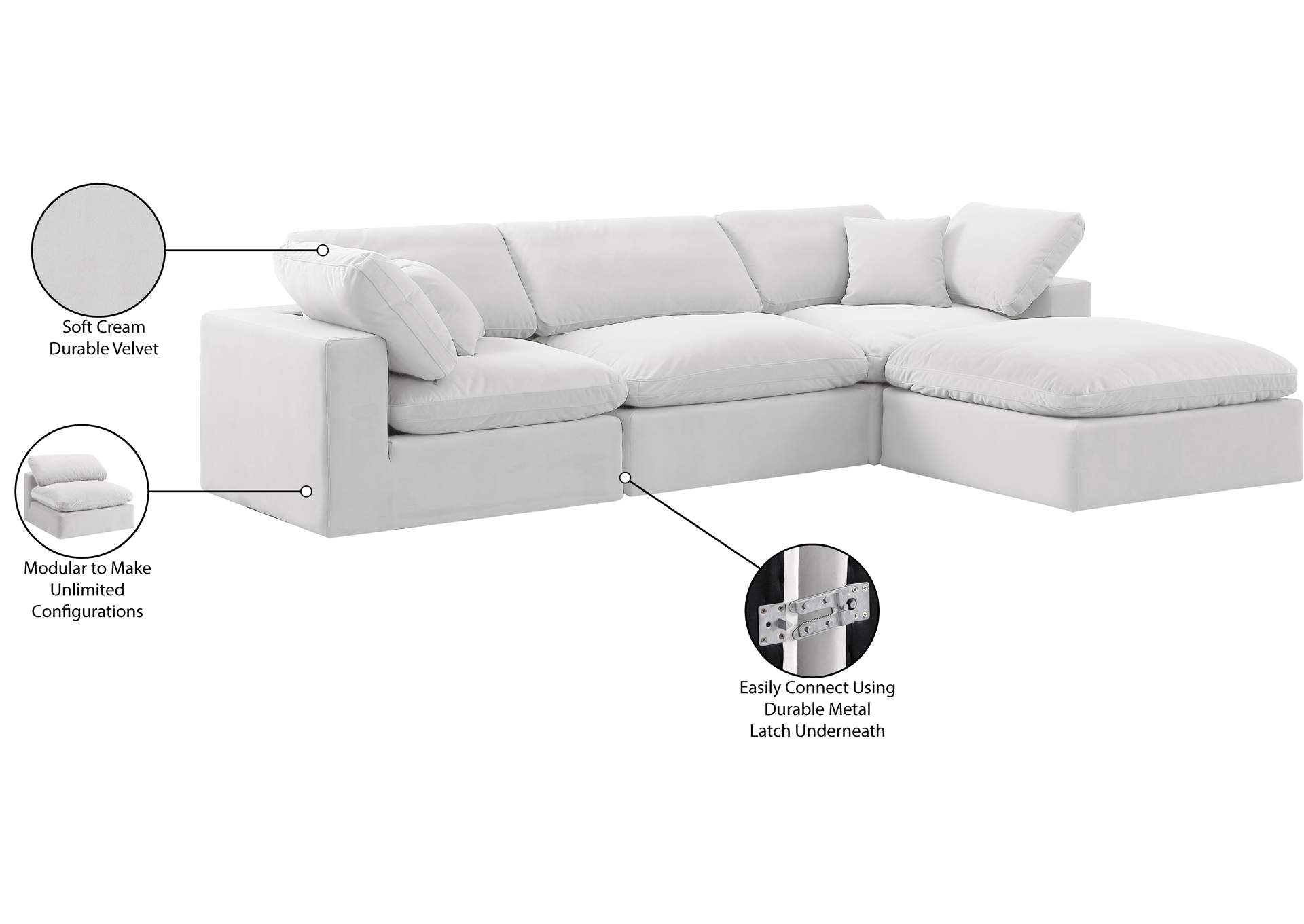 Comfy Cream Velvet Modular Sectional