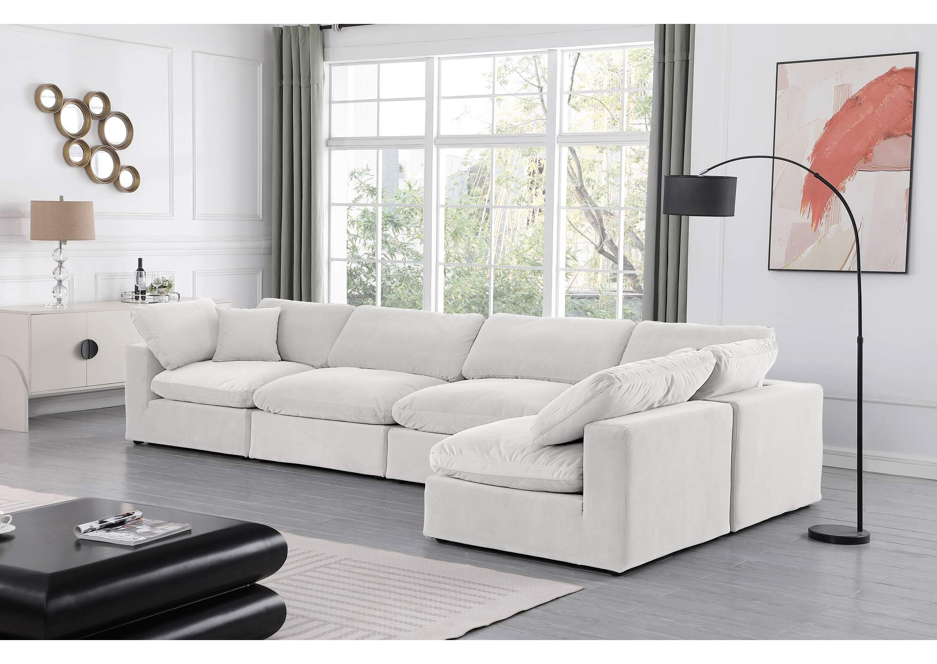 Comfy Cream Velvet Modular Sectional