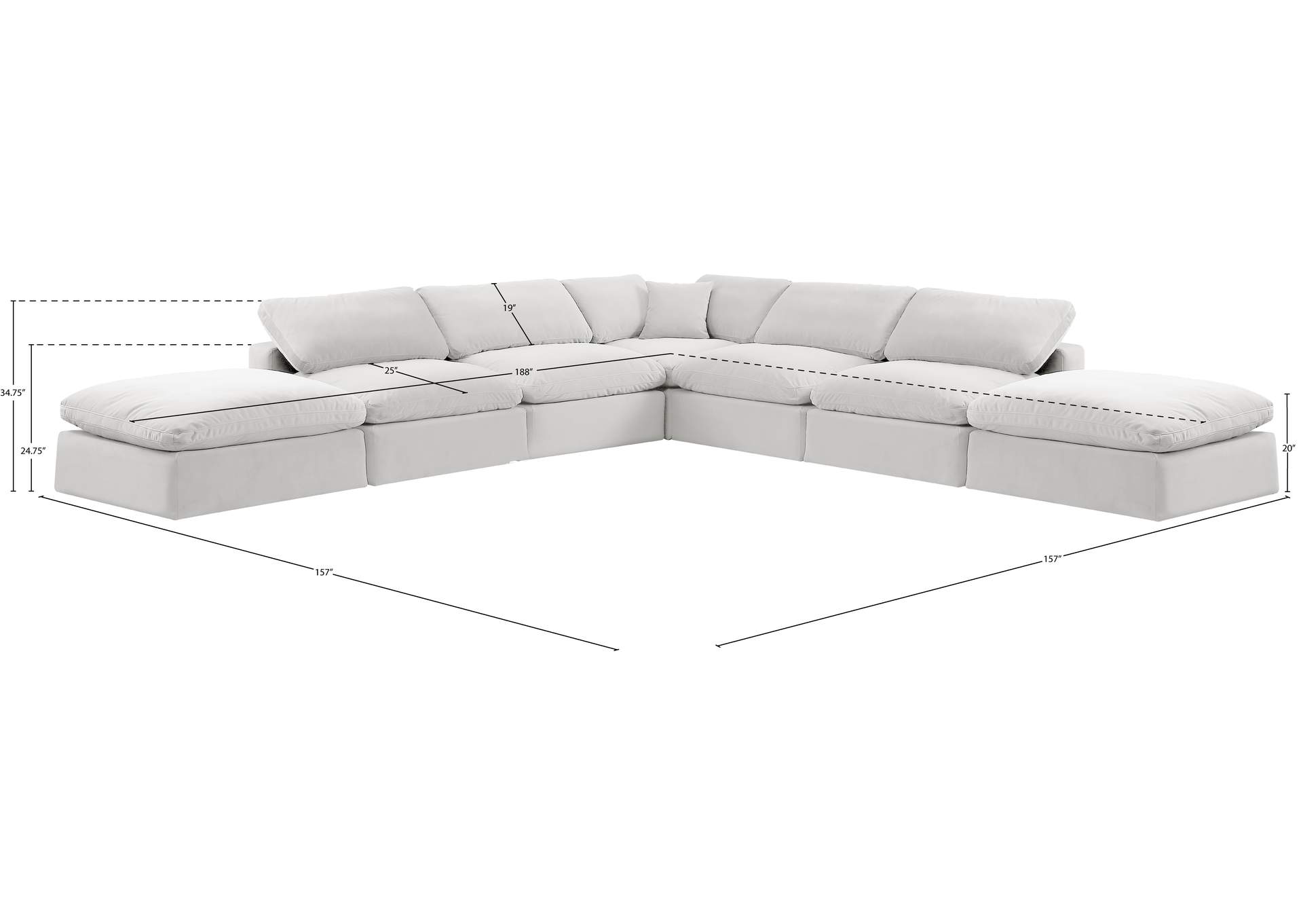 Comfy Cream Velvet Modular Sectional