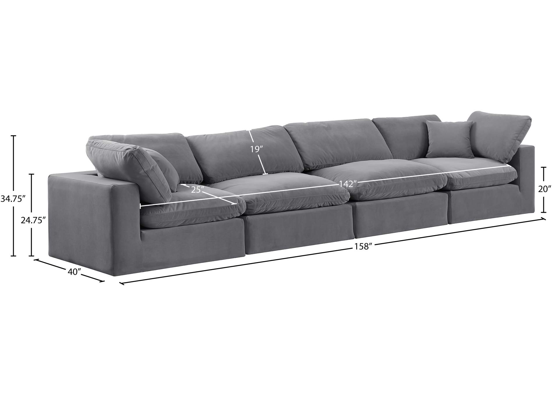 Comfy Grey Velvet Modular Sofa image 11