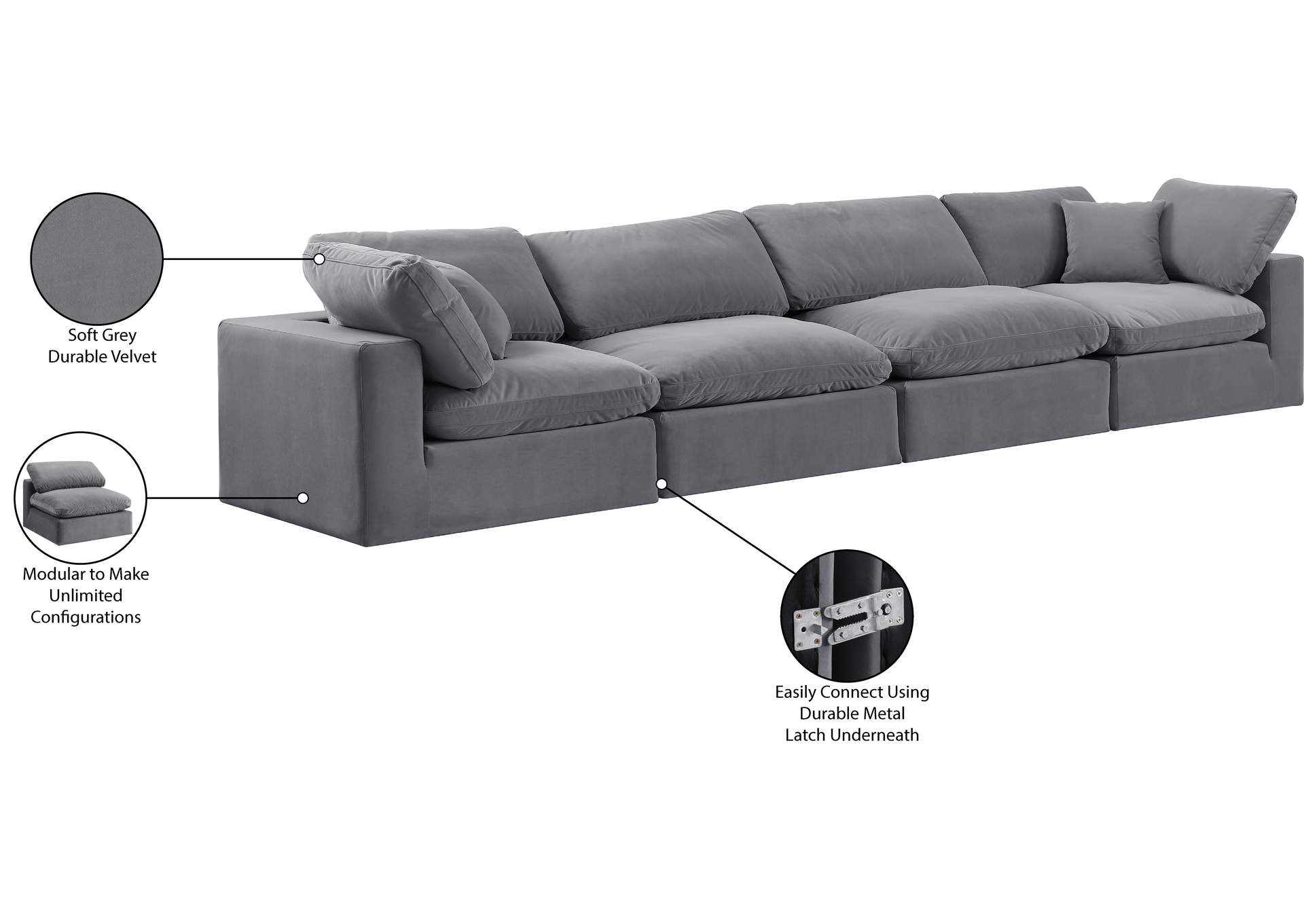Comfy Grey Velvet Modular Sofa image 12