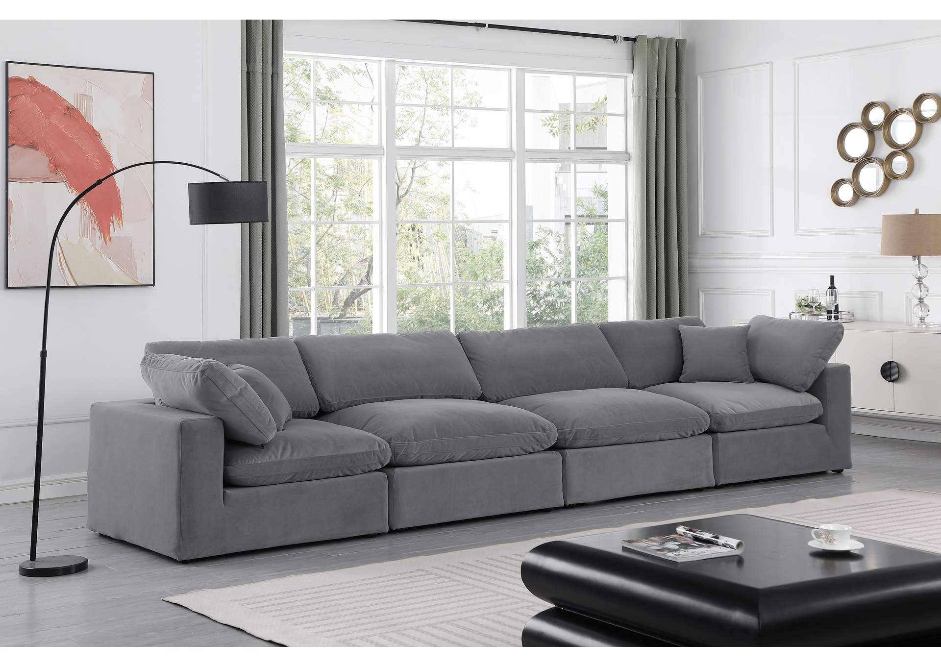 Comfy Grey Velvet Modular Sofa image 3
