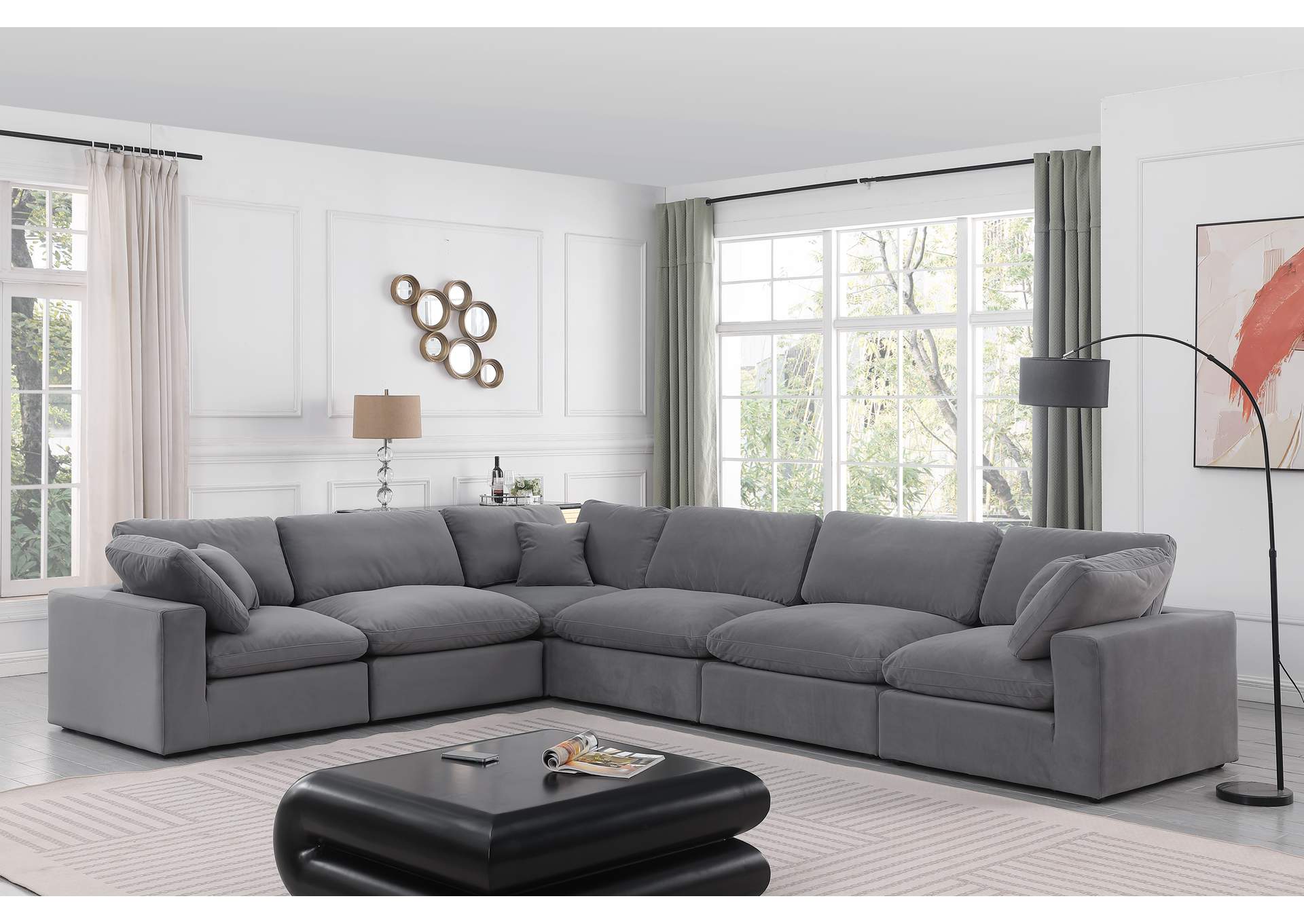 Comfy Grey Velvet Modular Sectional image 3