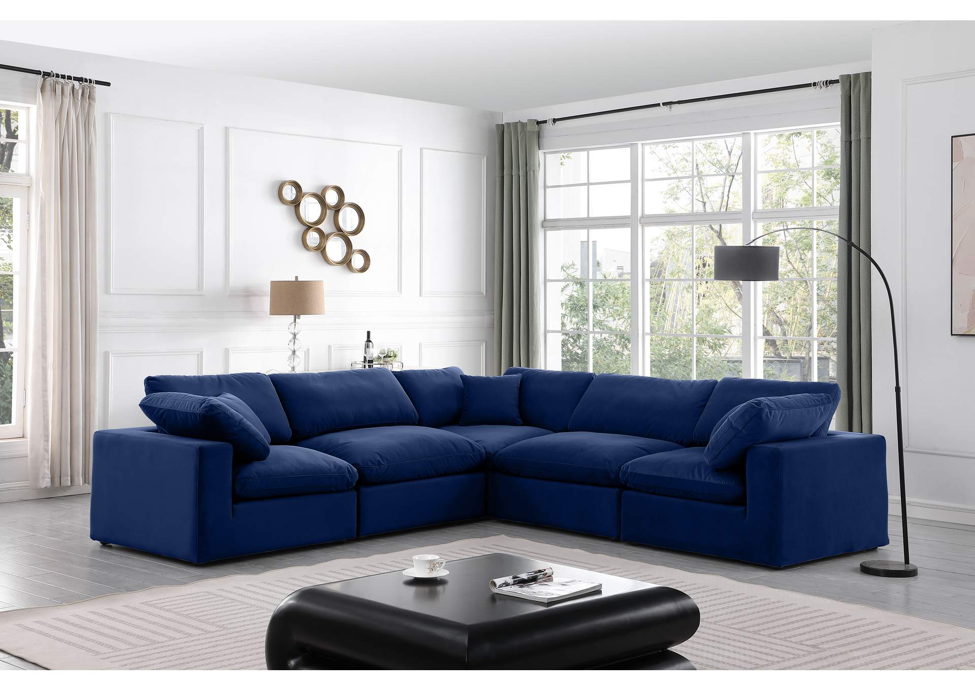 Comfy Navy Velvet Modular Sectional