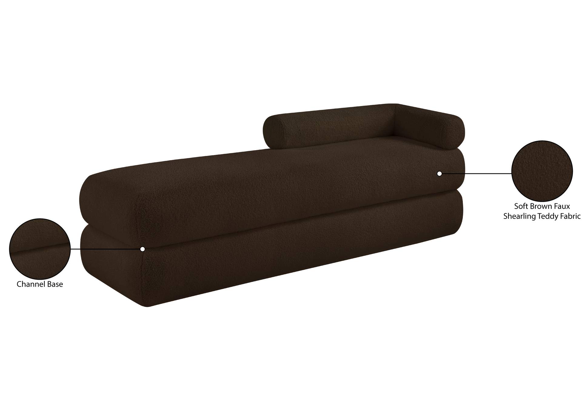 Kennedy Brown Faux Shearling Teddy Fabric Bench