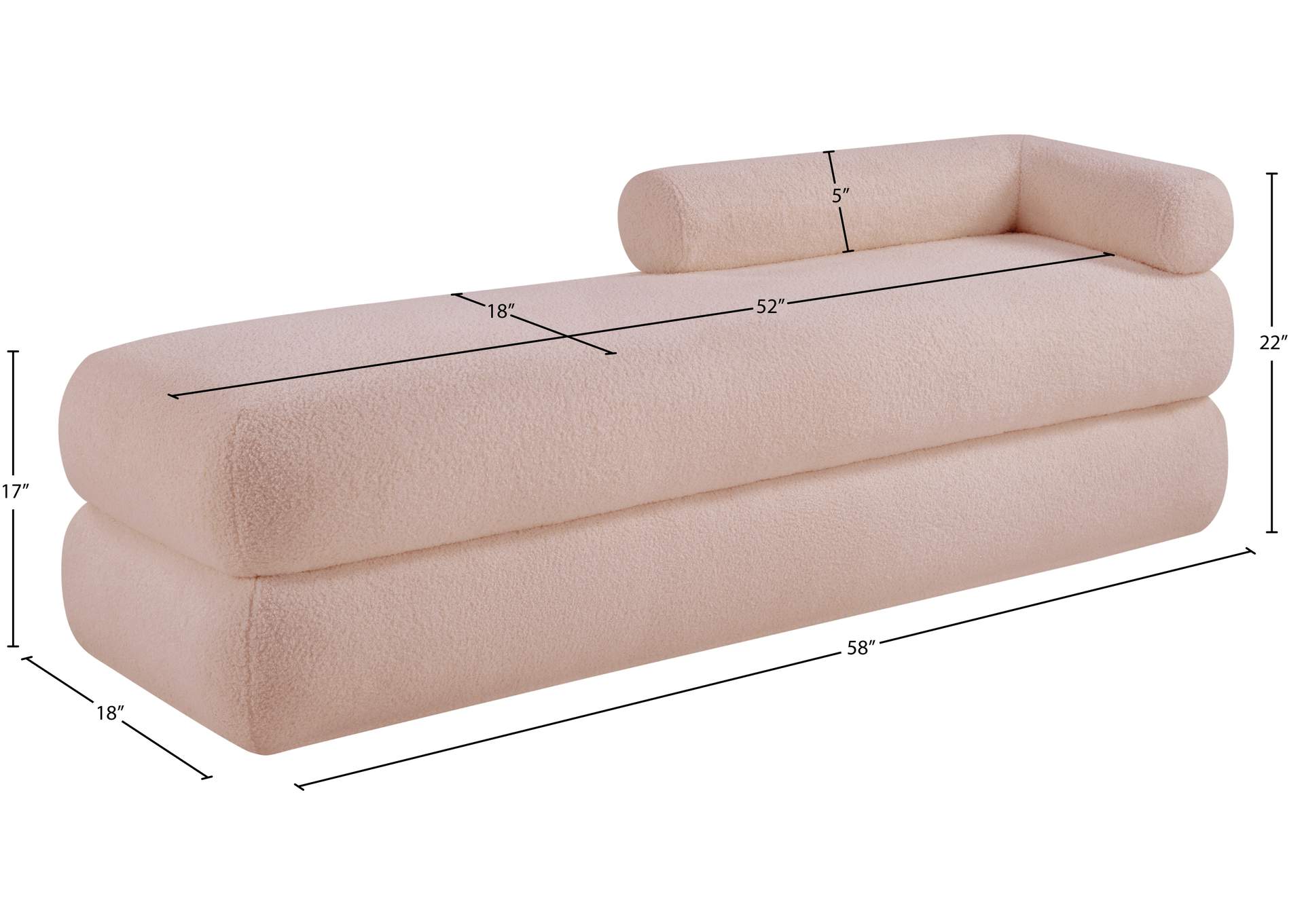 Kennedy Pink Faux Shearling Teddy Fabric Bench image 14