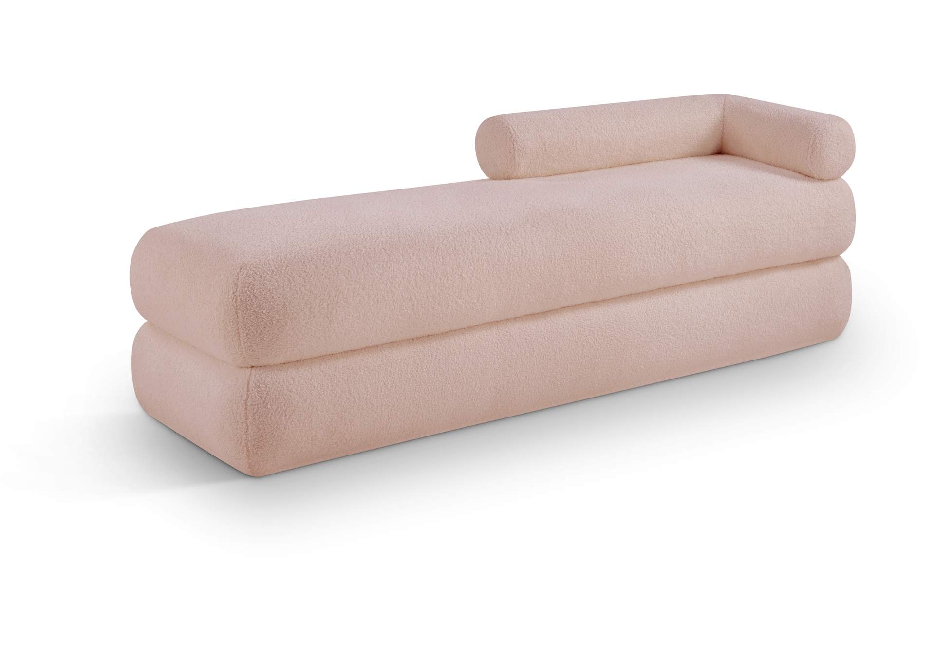 Kennedy Pink Faux Shearling Teddy Fabric Bench image 1