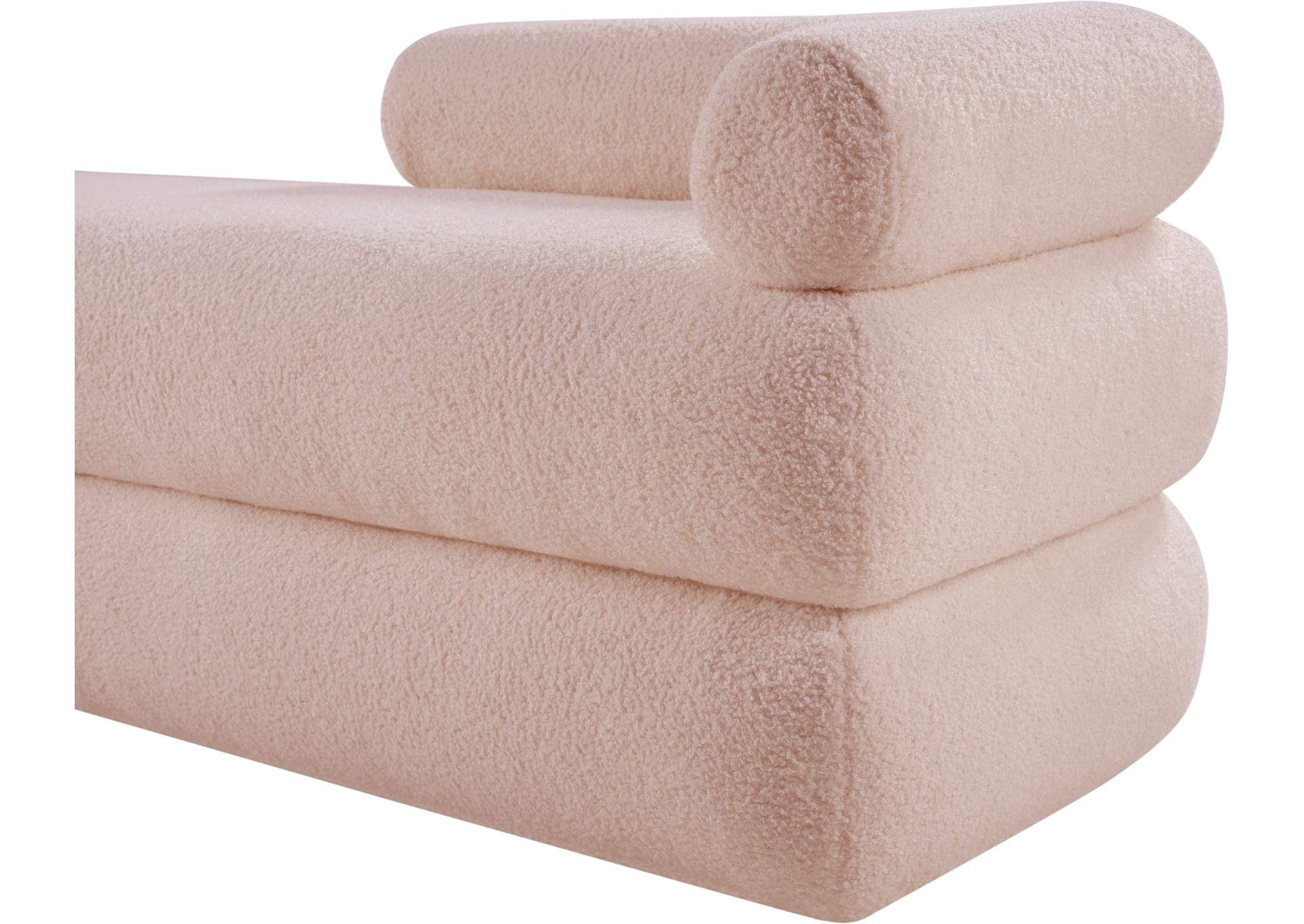 Kennedy Pink Faux Shearling Teddy Fabric Bench image 11