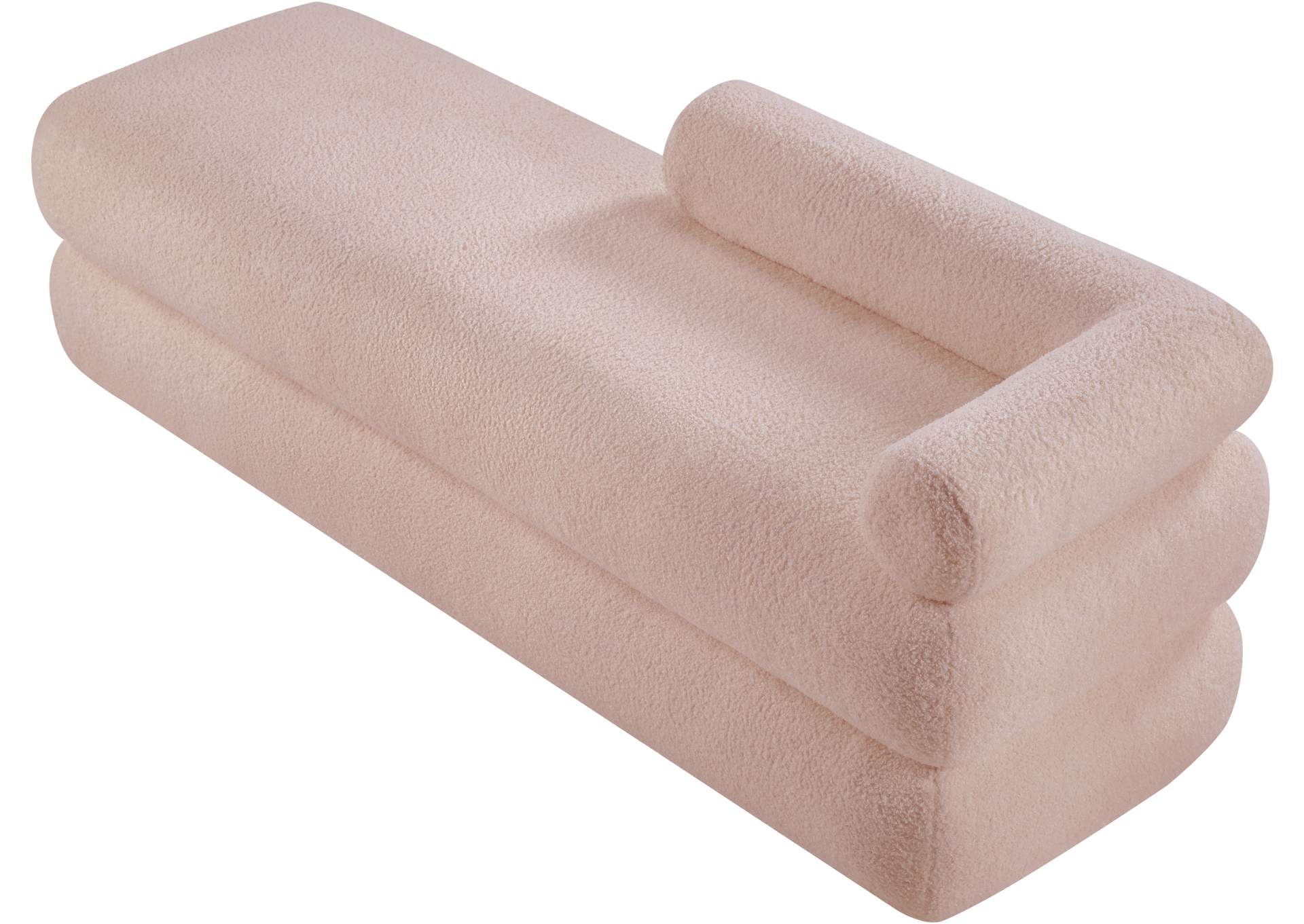 Kennedy Pink Faux Shearling Teddy Fabric Bench image 9