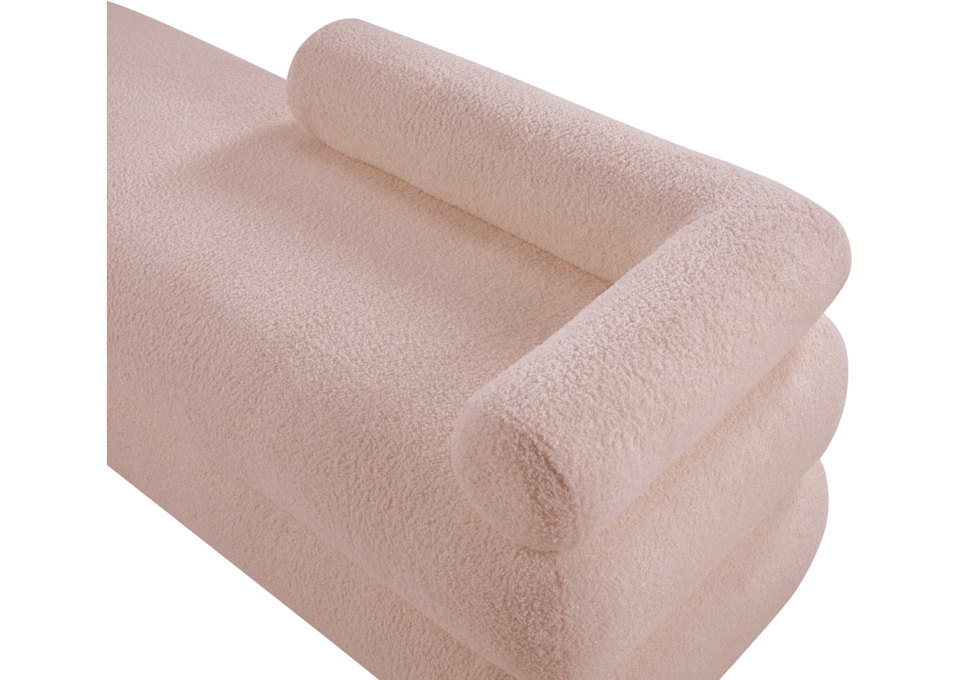 Kennedy Pink Faux Shearling Teddy Fabric Bench image 10