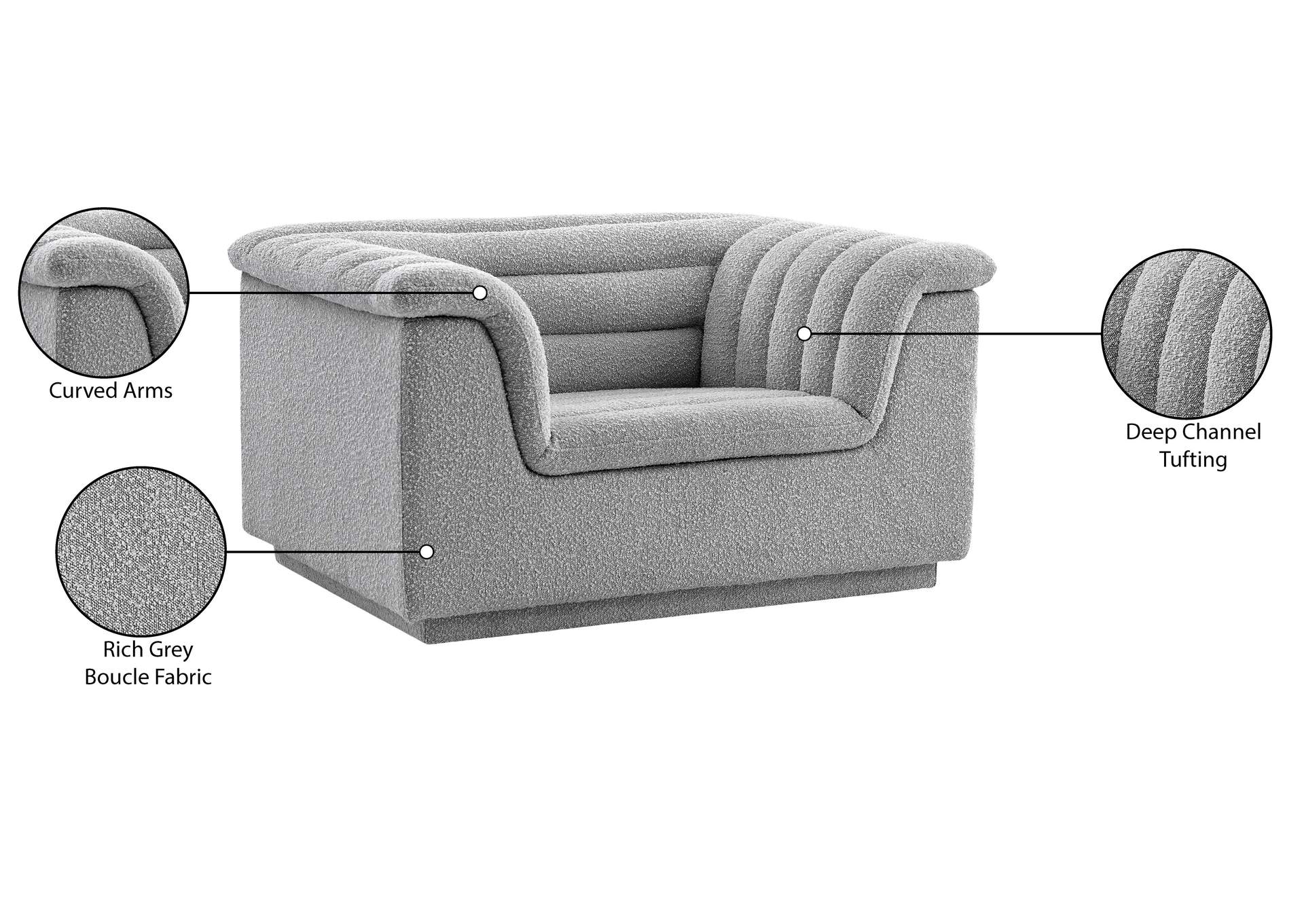 Cascade Grey Boucle Fabric Chair