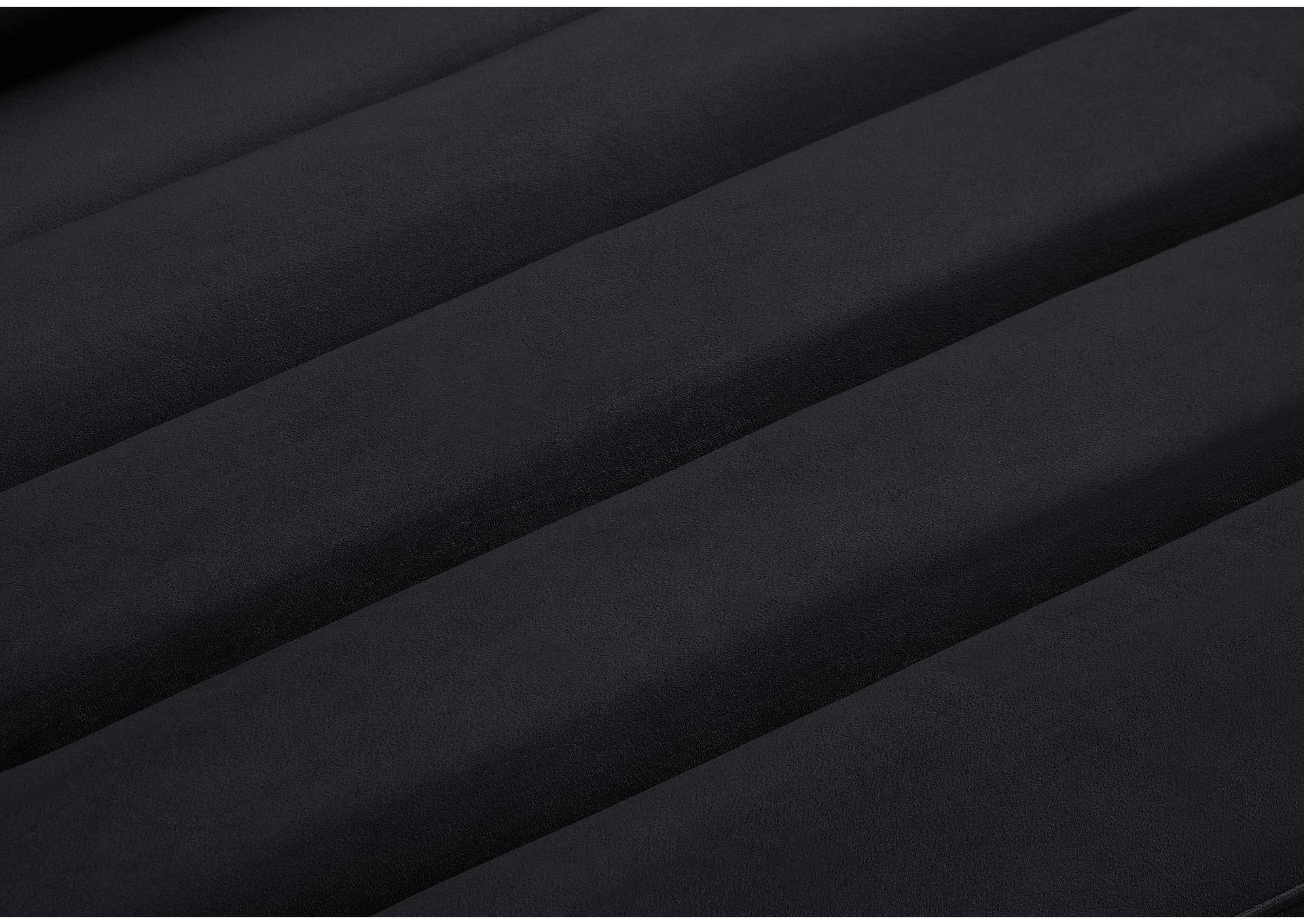 Cascade Black Velvet Fabric Loveseat