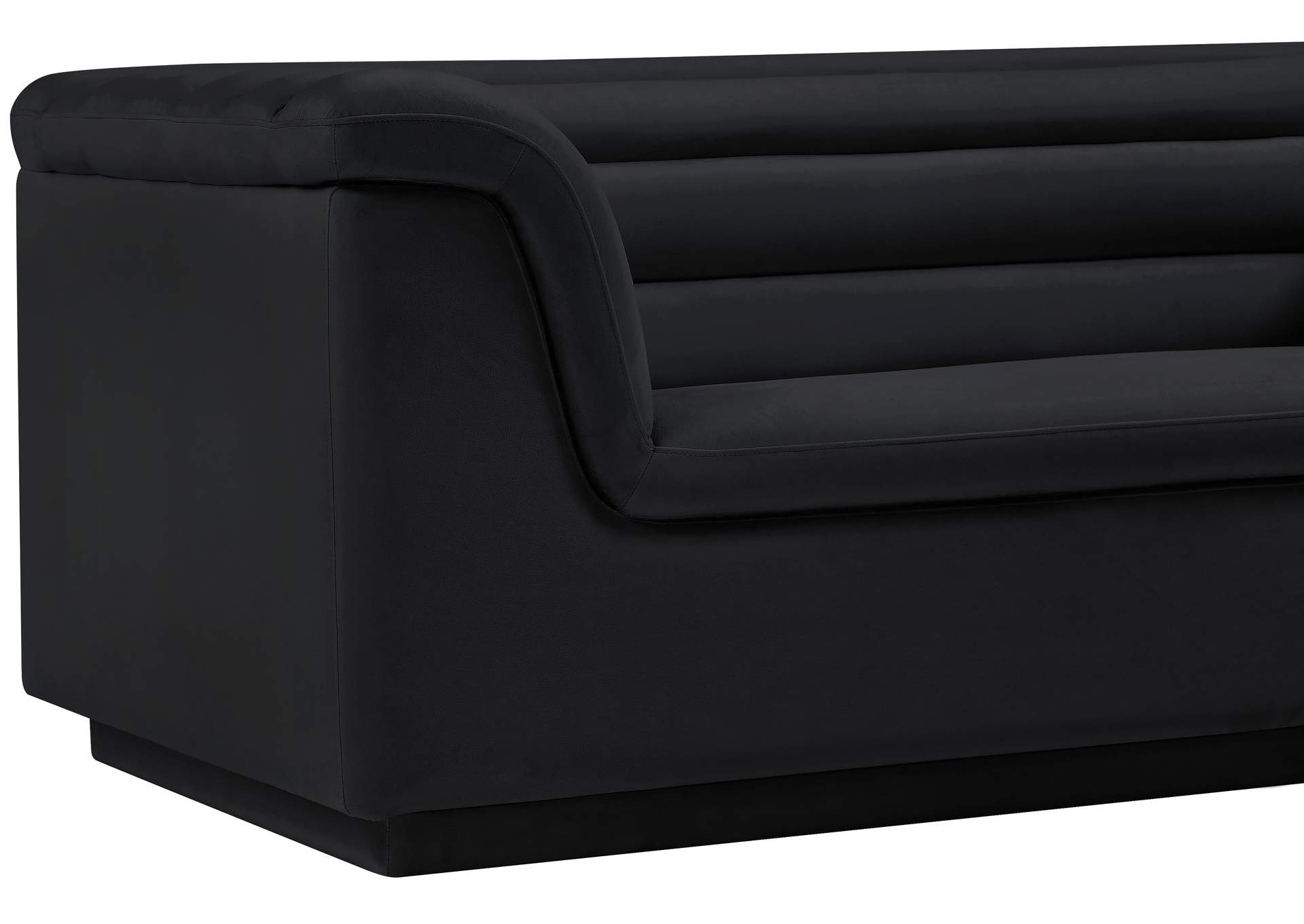 Cascade Black Velvet Fabric Sofa