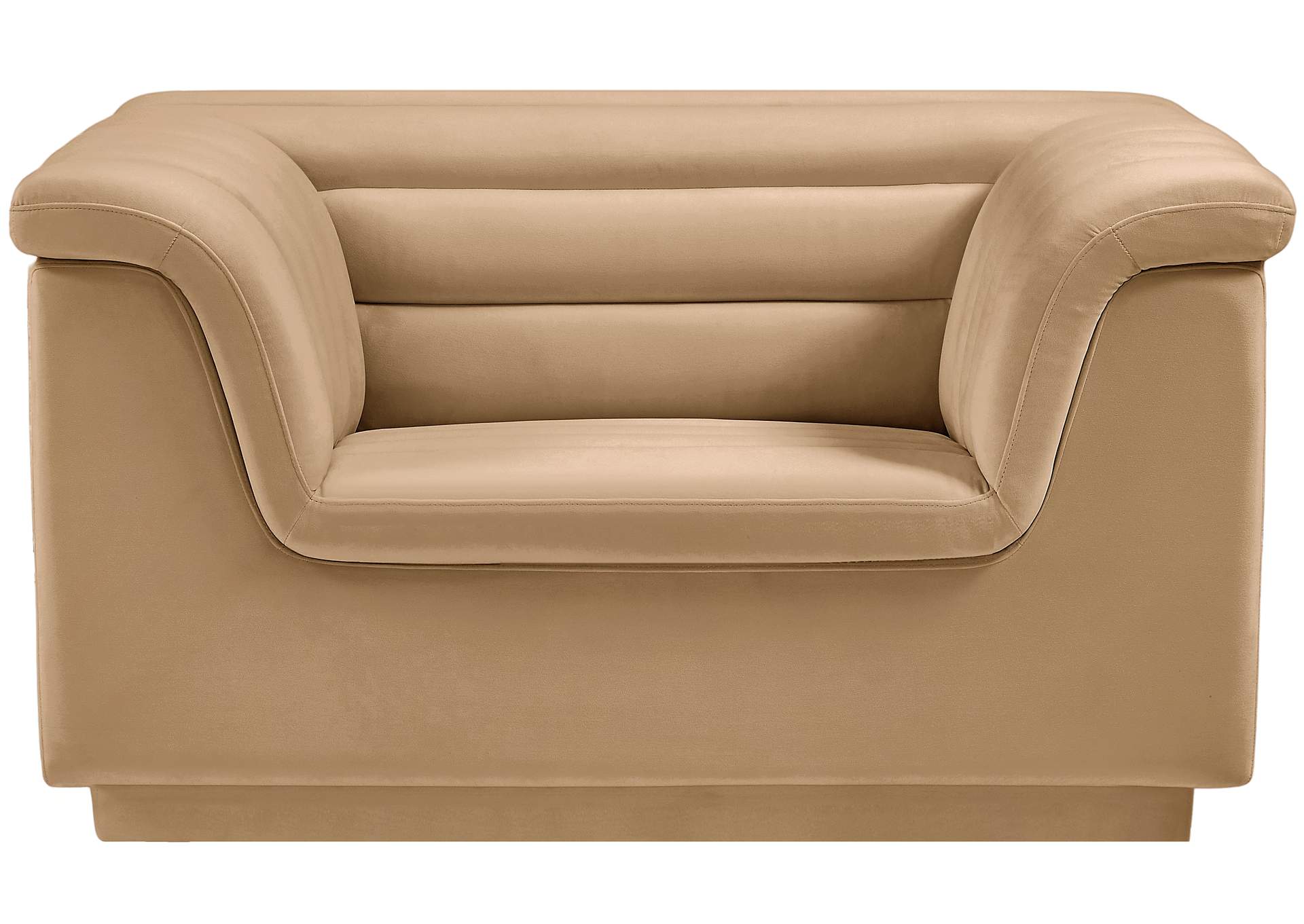 Cascade Camel Velvet Fabric Chair
