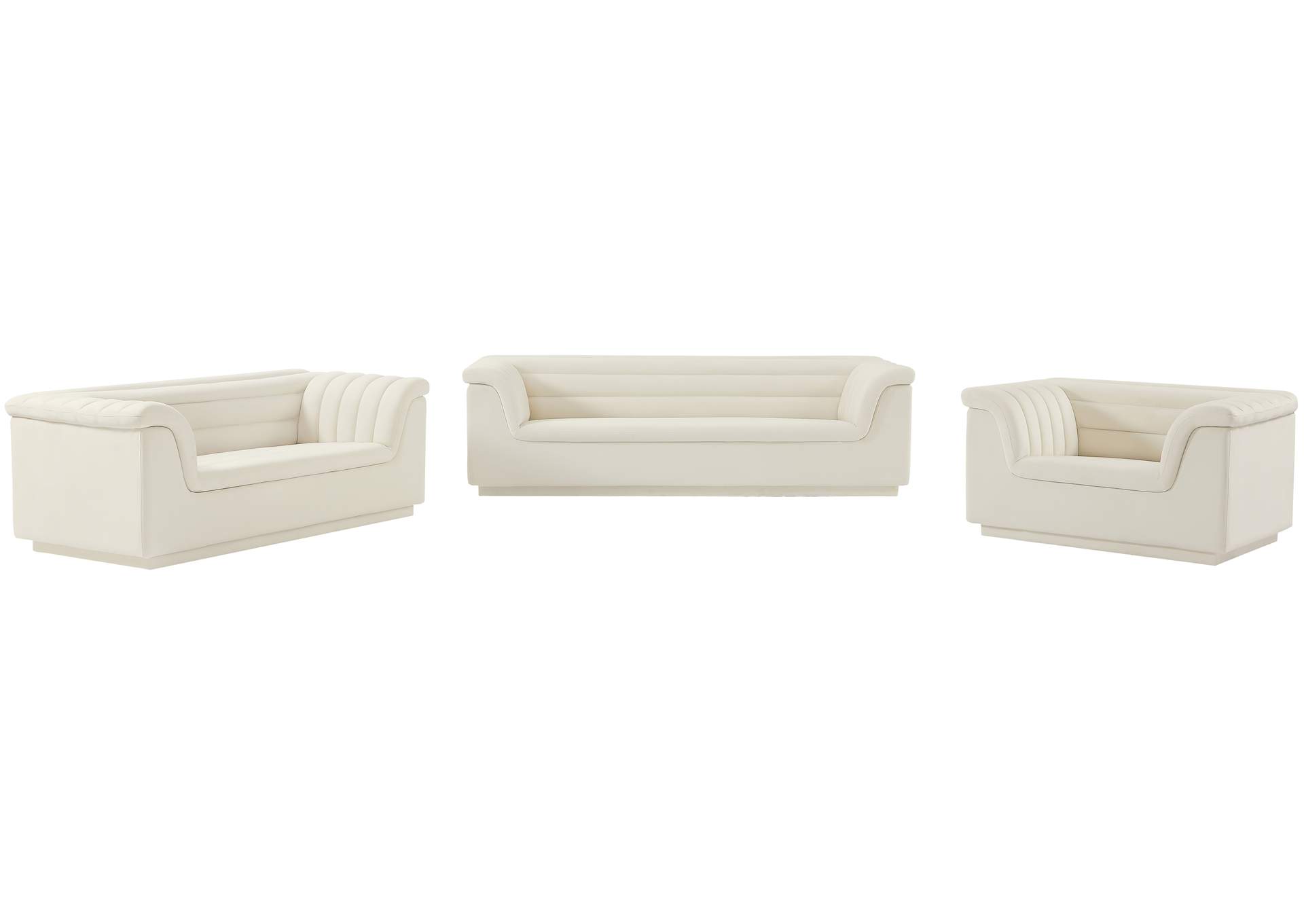 Cascade Cream Velvet Fabric Chair