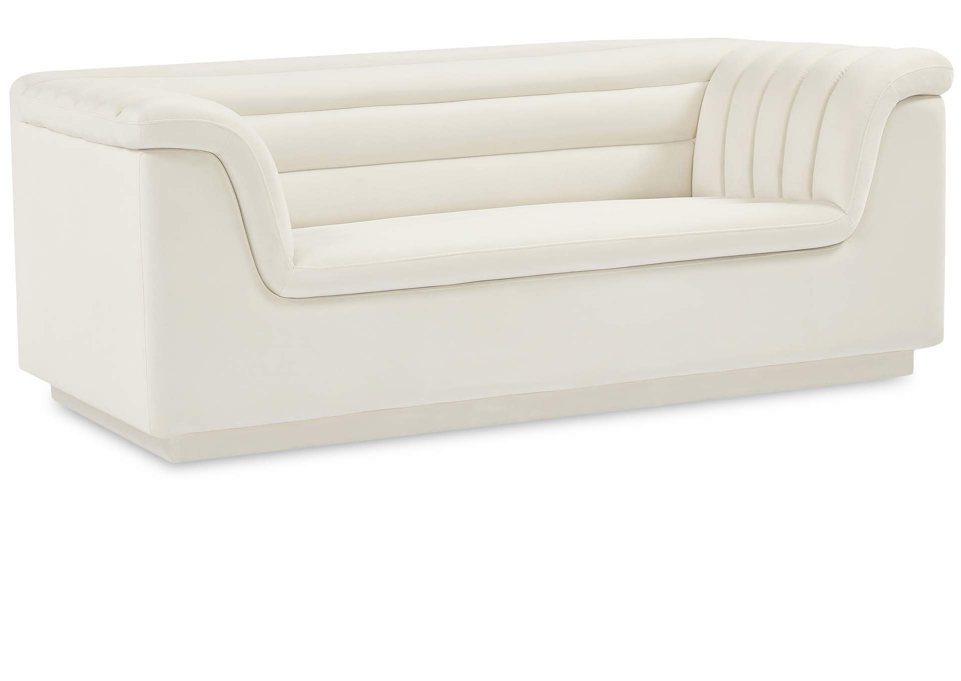 Cascade Cream Velvet Fabric Loveseat image 1