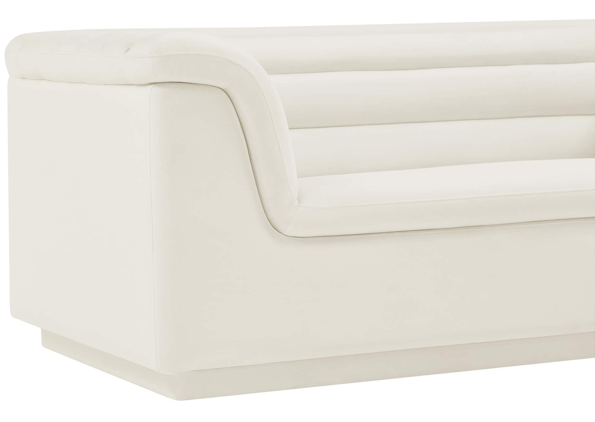 Cascade Cream Velvet Fabric Loveseat image 3