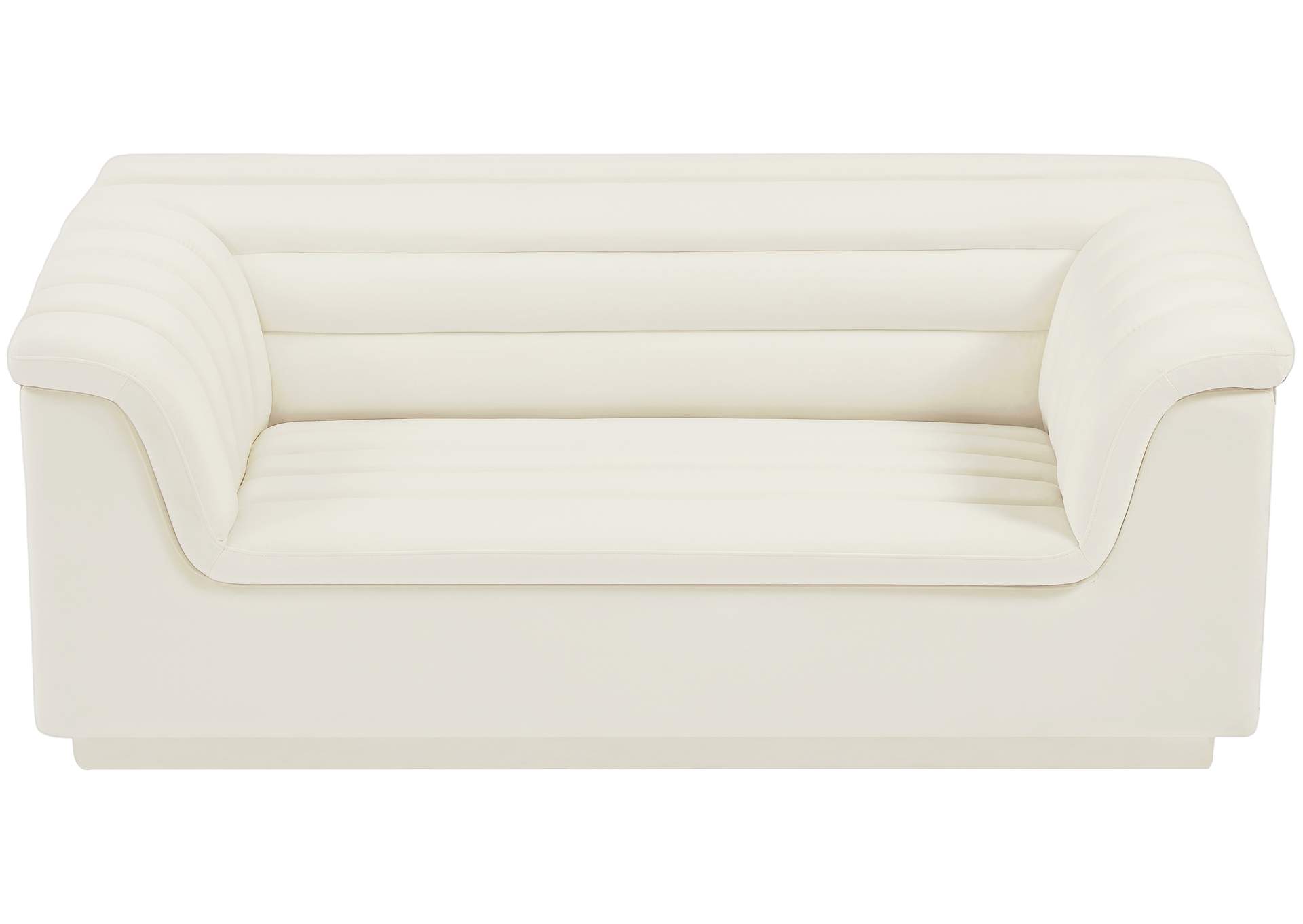 Cascade Cream Velvet Fabric Loveseat image 15