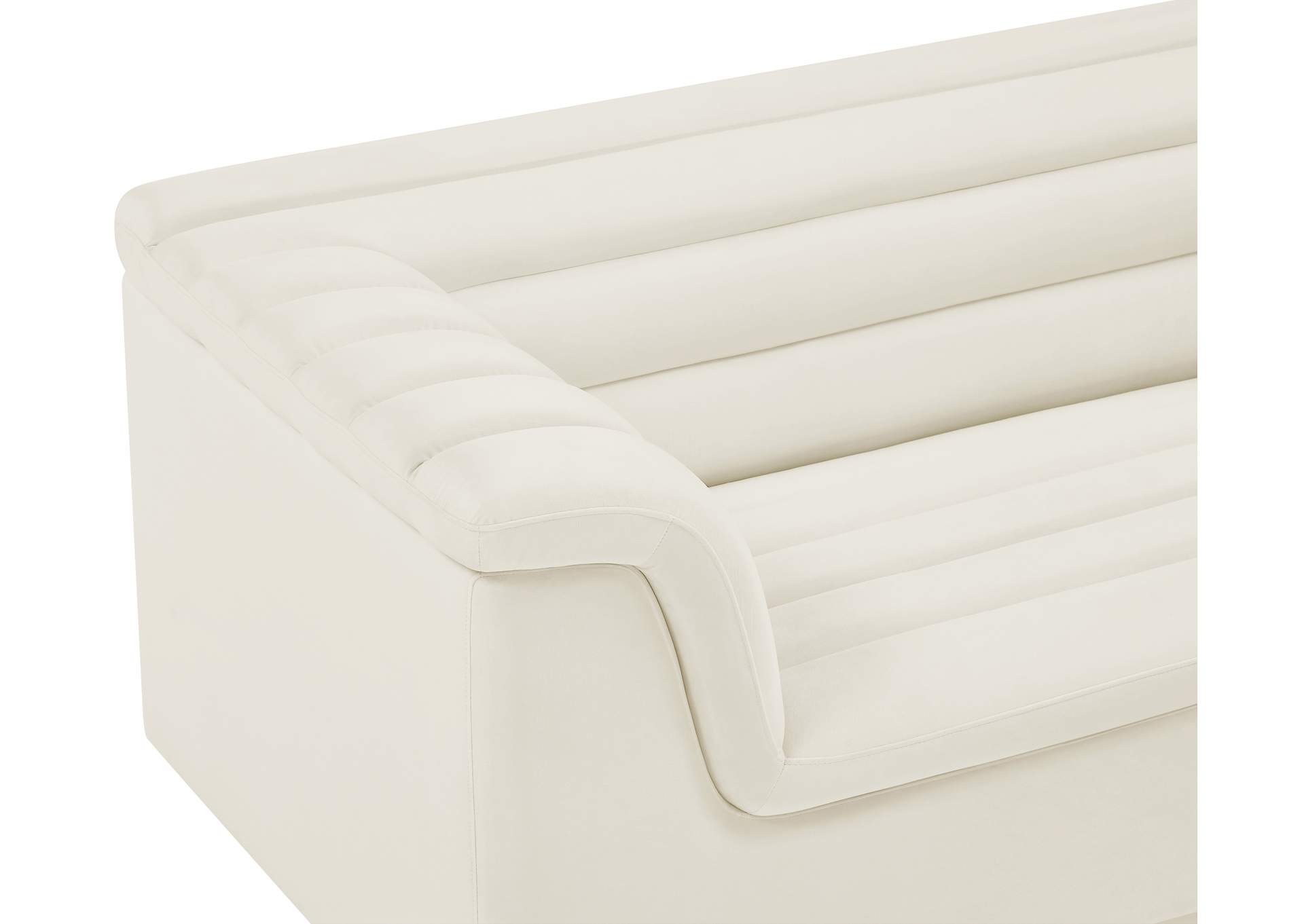 Cascade Cream Velvet Fabric Loveseat image 12