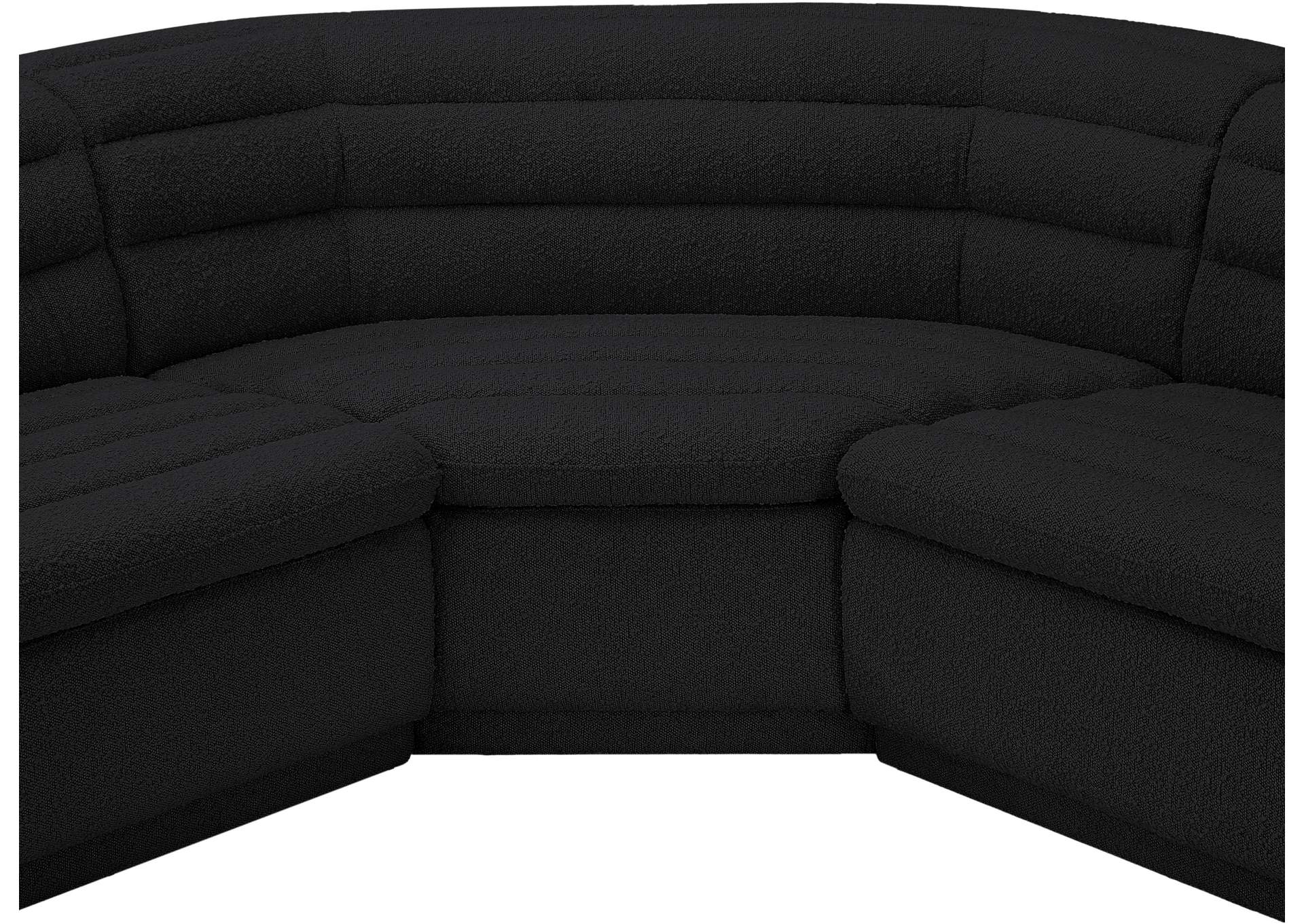 Cascade Black Boucle Fabric Modular Sectional