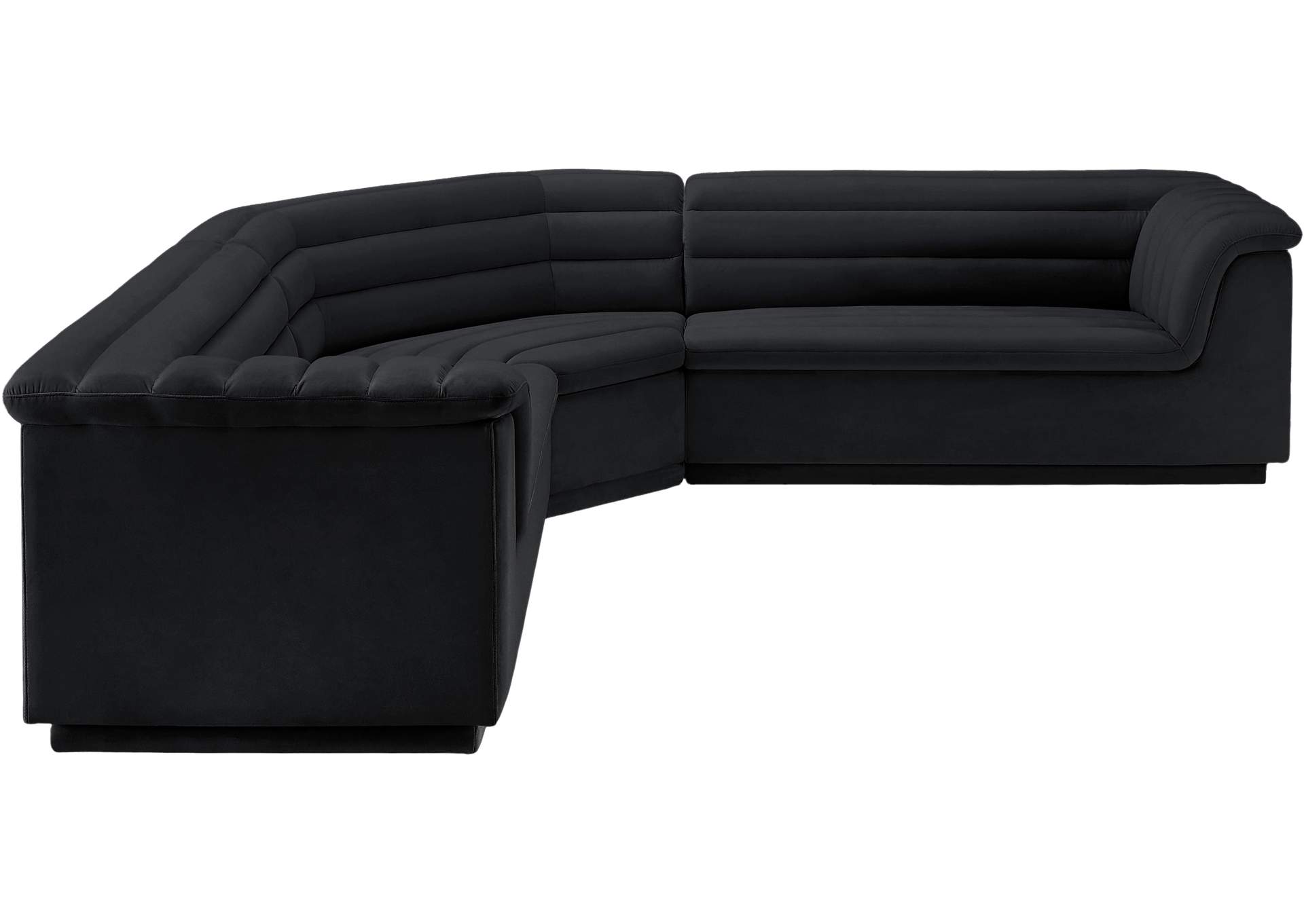 Cascade Black Velvet Fabric Modular Sectional