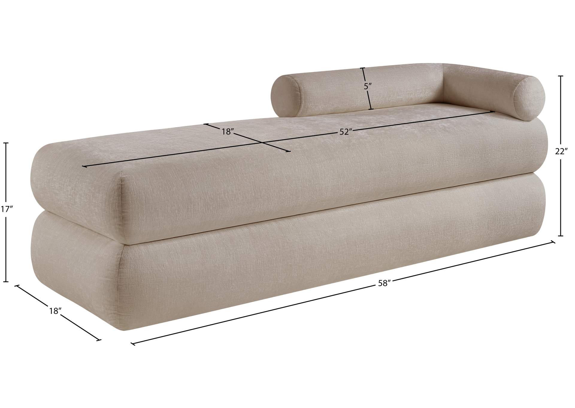 Kennedy Beige Chenille Fabric Bench image 14