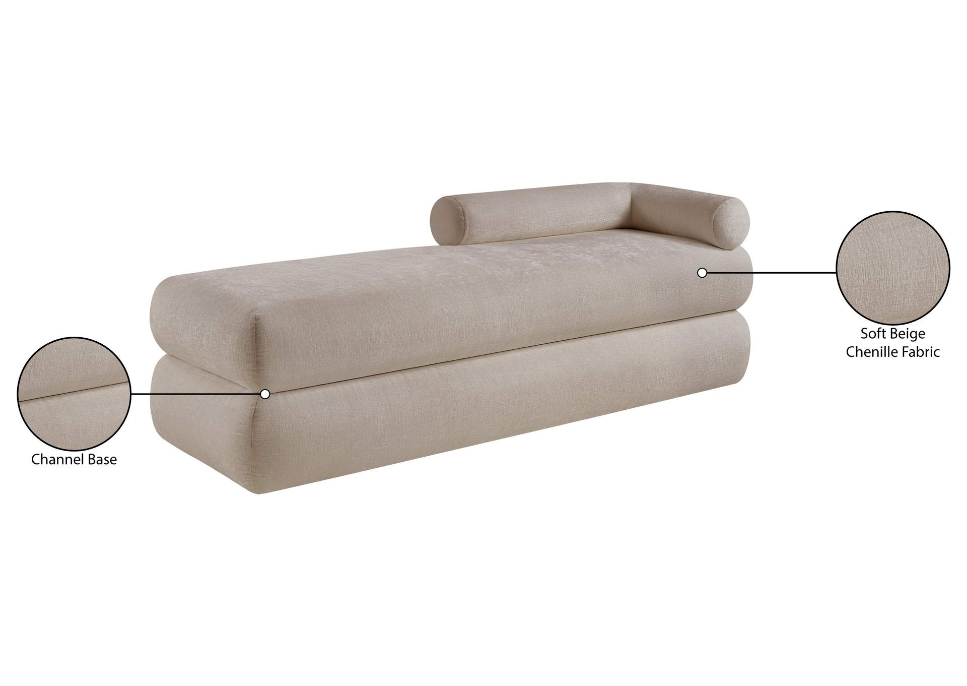 Kennedy Beige Chenille Fabric Bench image 15