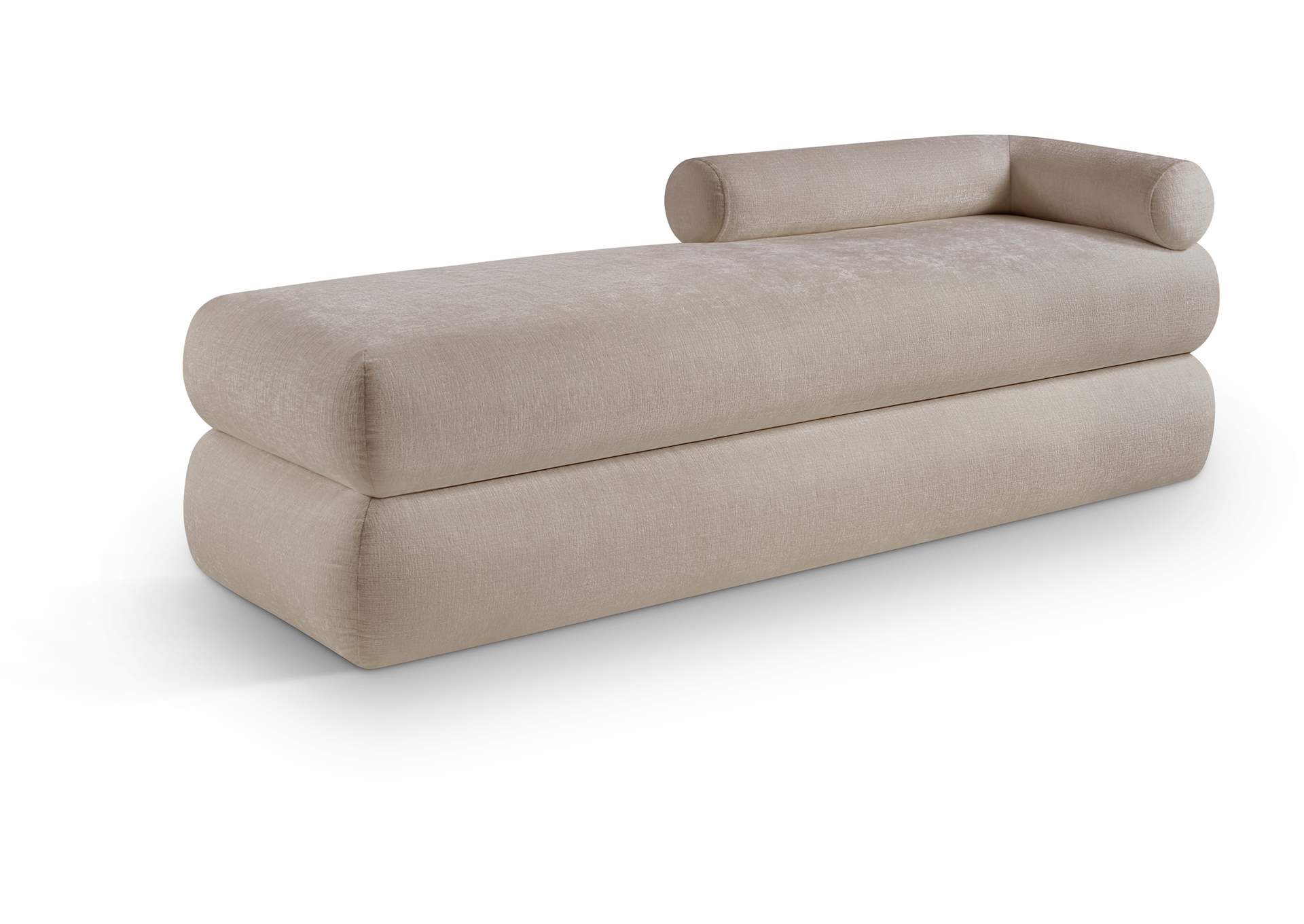 Kennedy Beige Chenille Fabric Bench image 1