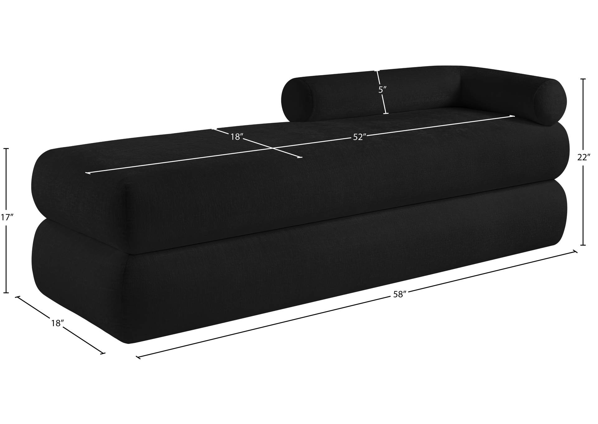 Kennedy Black Chenille Fabric Bench
