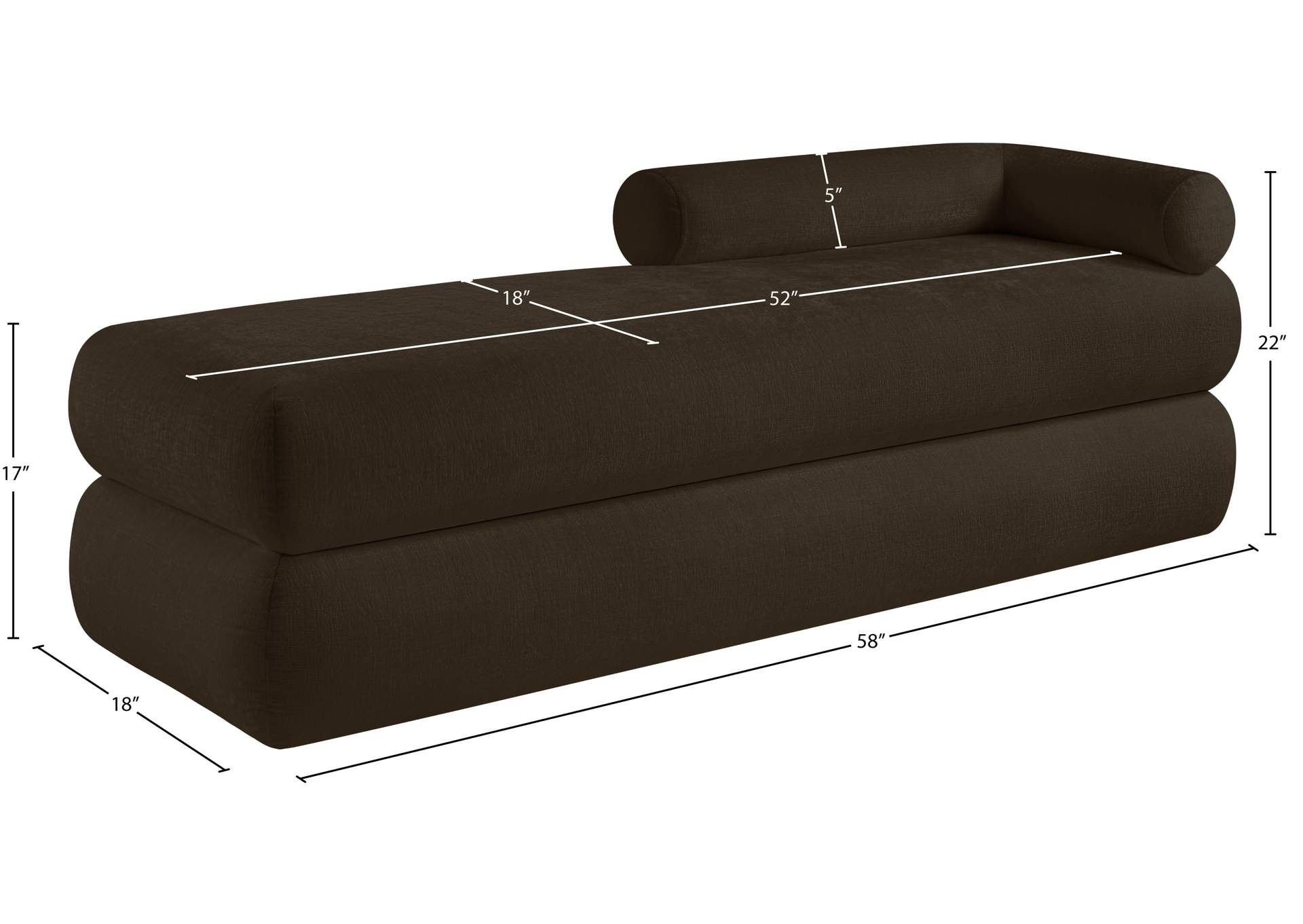 Kennedy Brown Chenille Fabric Bench