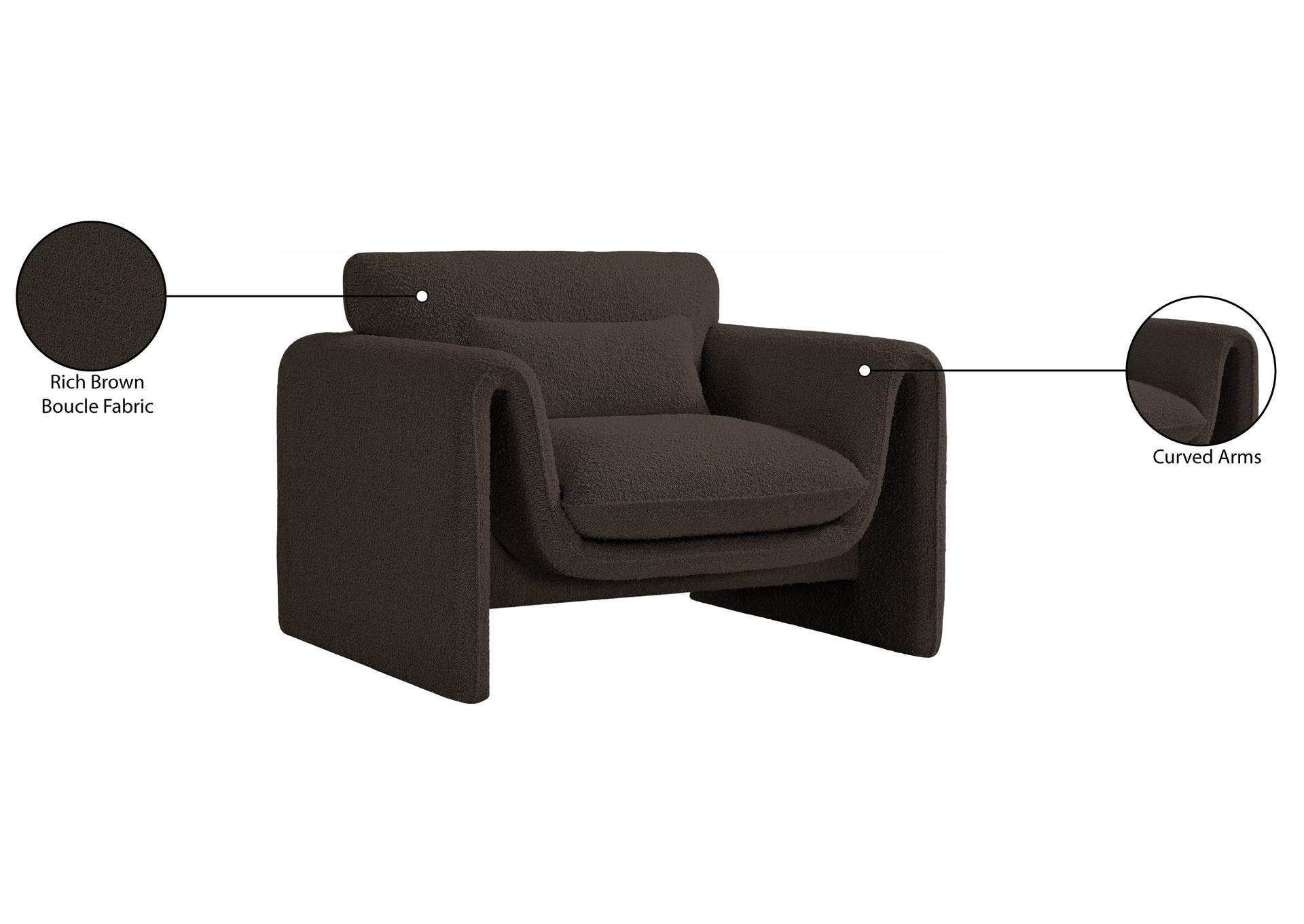 Stylus Brown Boucle Fabric Chair