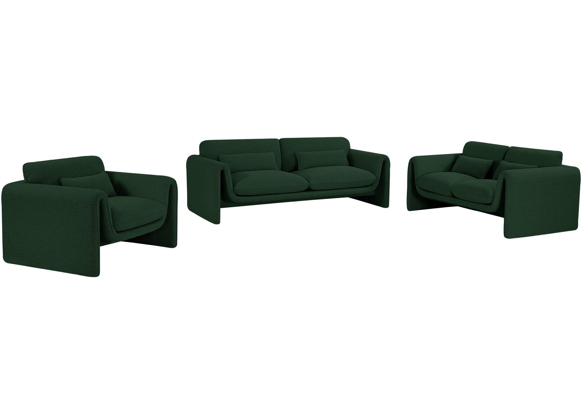 Stylus Green Boucle Fabric Loveseat