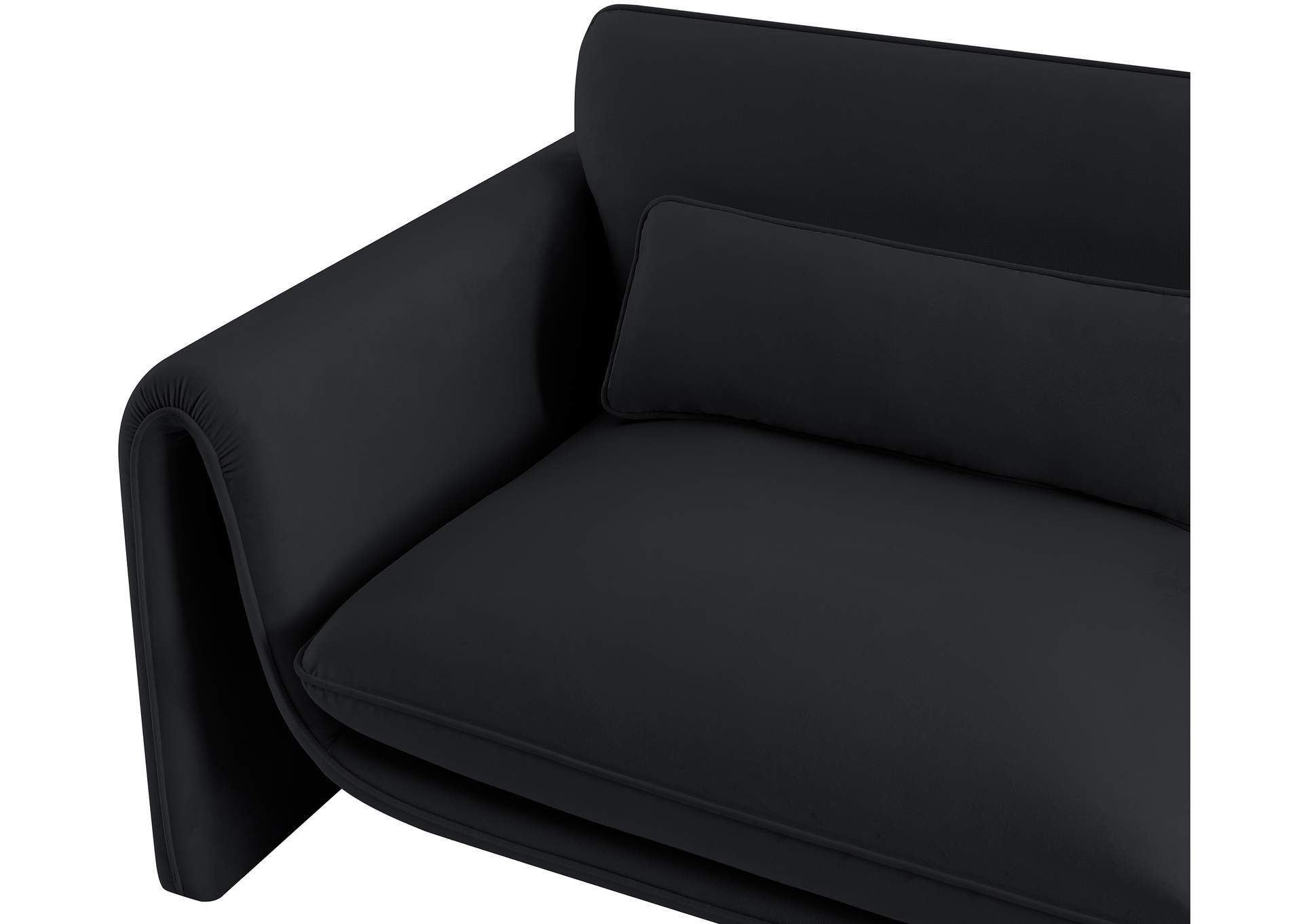 Sloan Black Velvet Fabric Loveseat