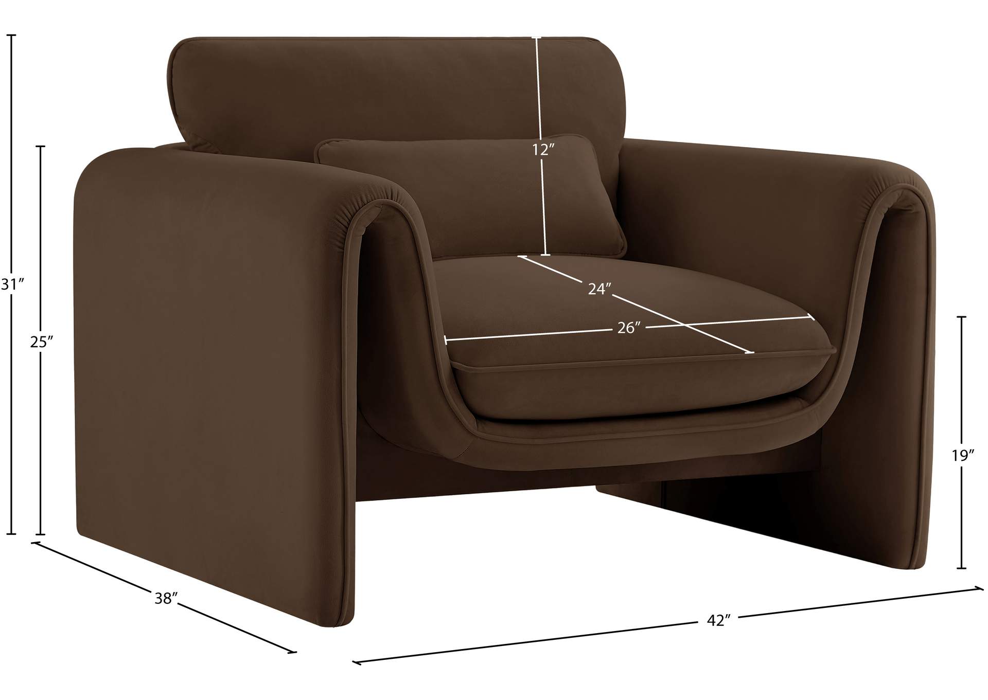 Sloan Brown Velvet Fabric Chair