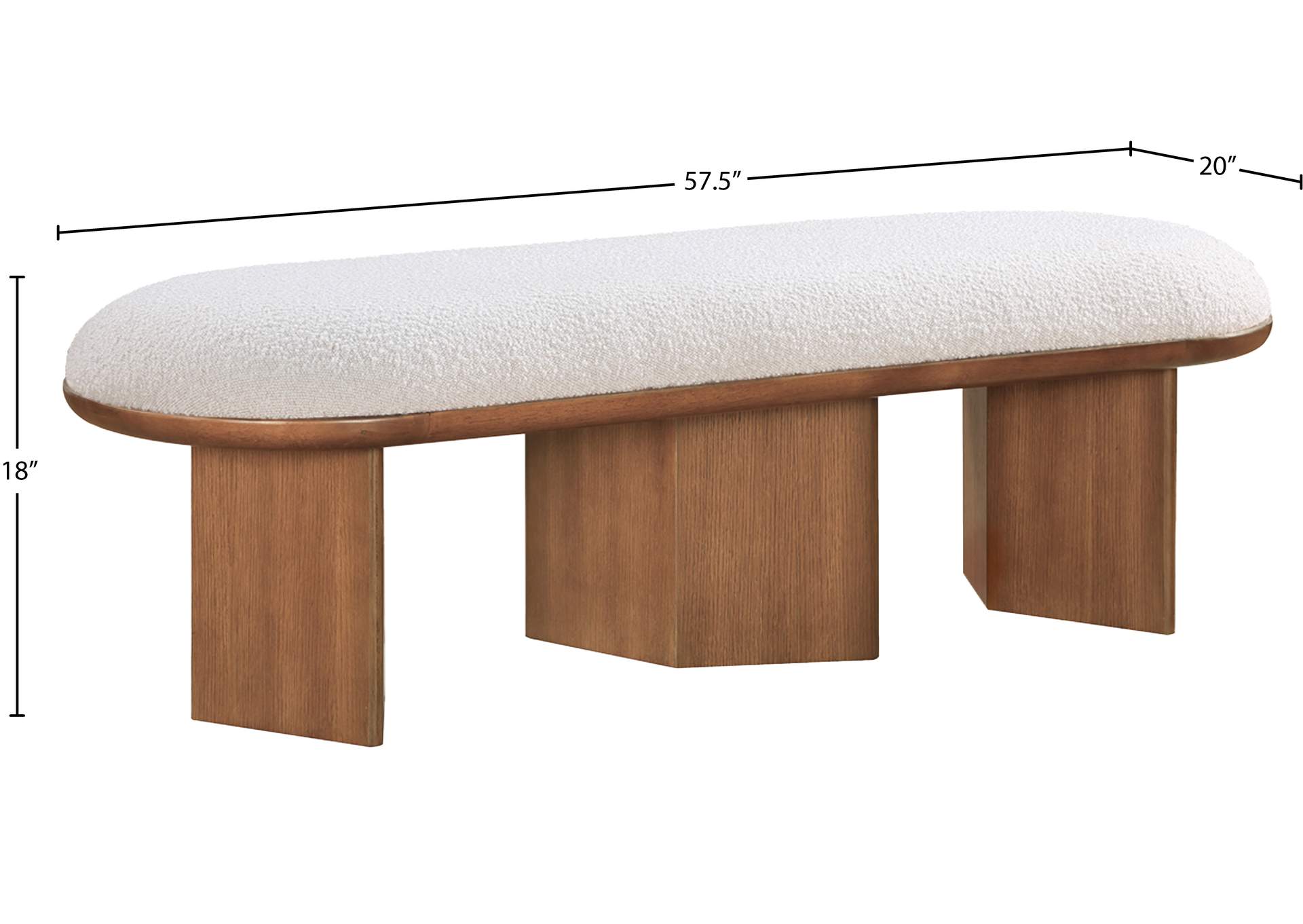 Wilshire Cream Boucle Fabric Bench