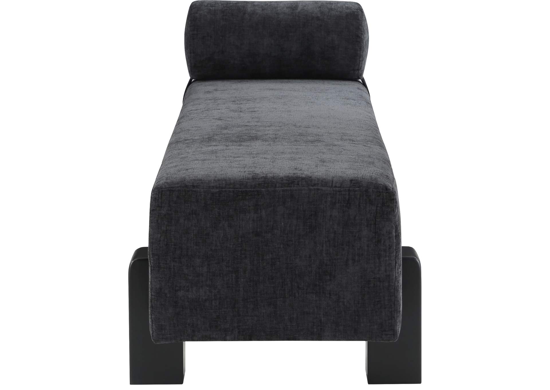 Edison Black Chenille Fabric Bench