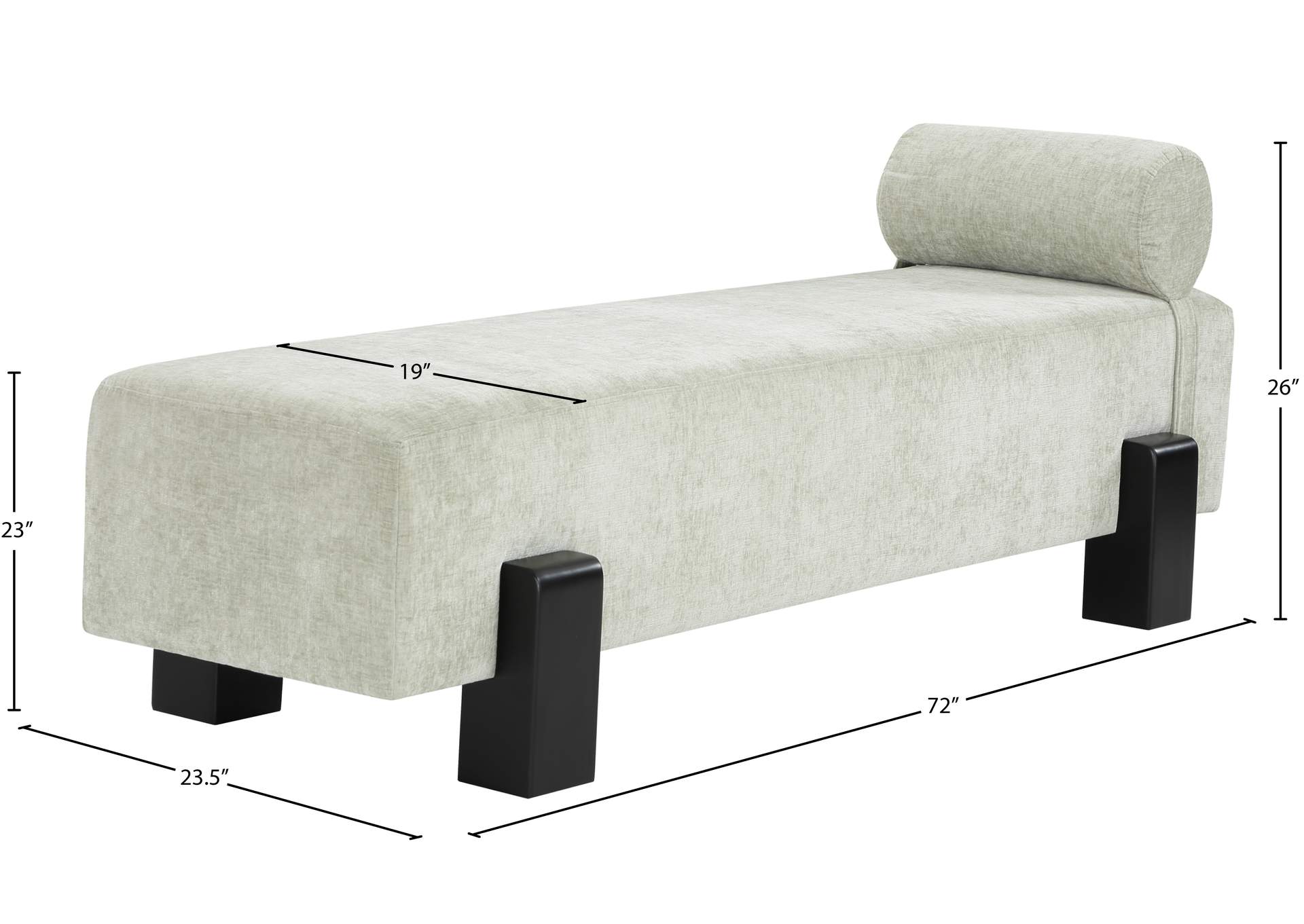 Edison Mint Green Chenille Fabric Bench