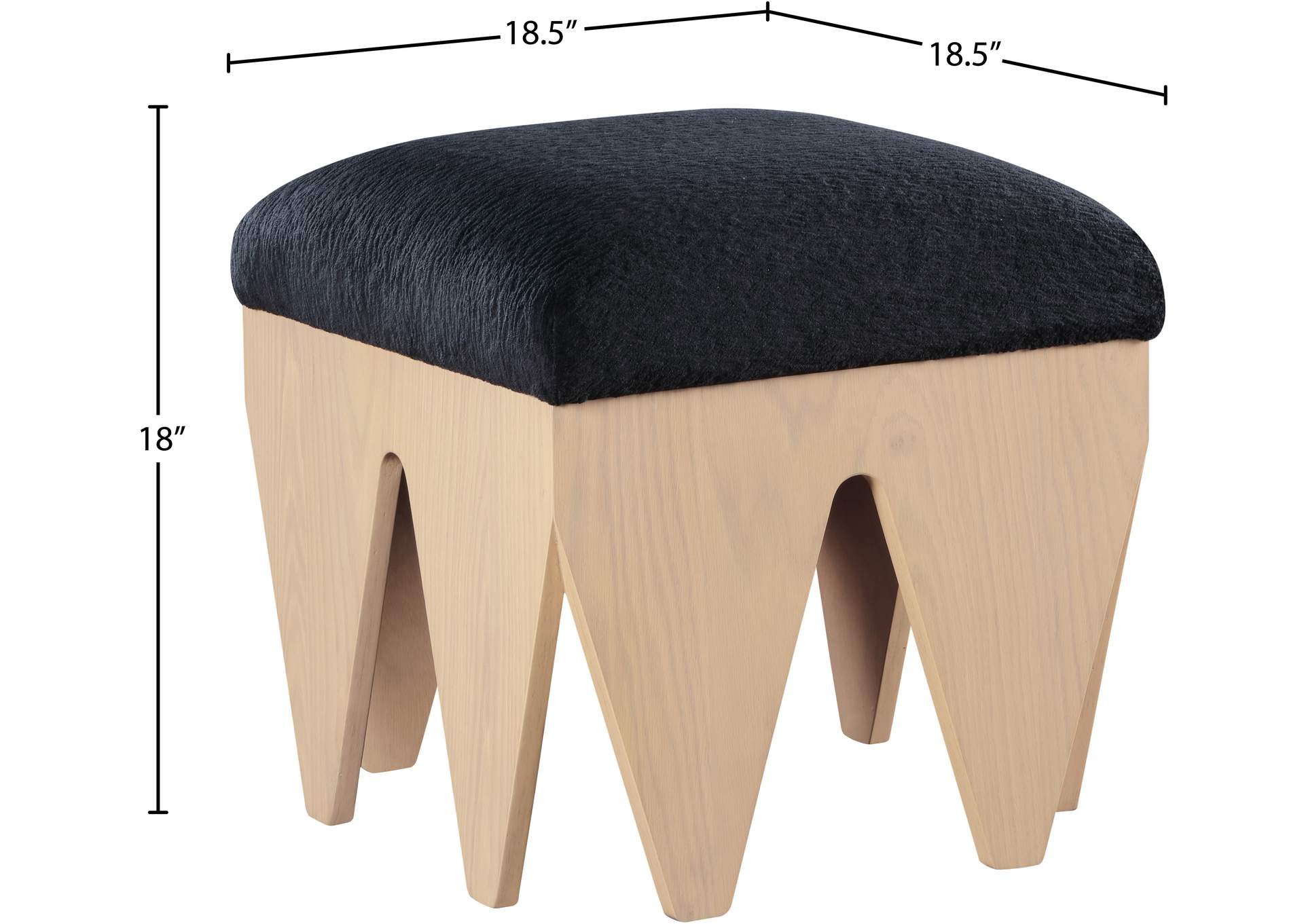 Altair Black Velour Fur Fabric Bench image 7