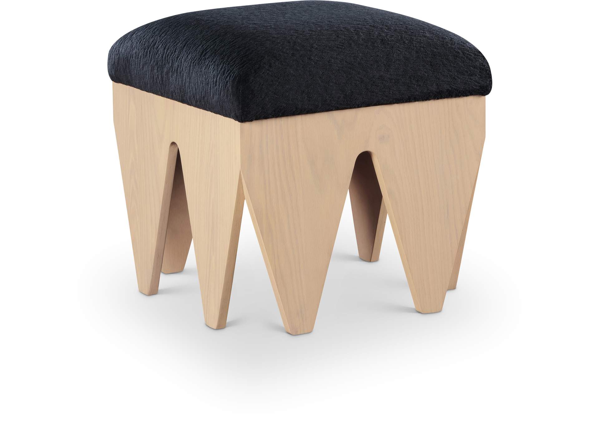 Altair Black Velour Fur Fabric Bench image 1