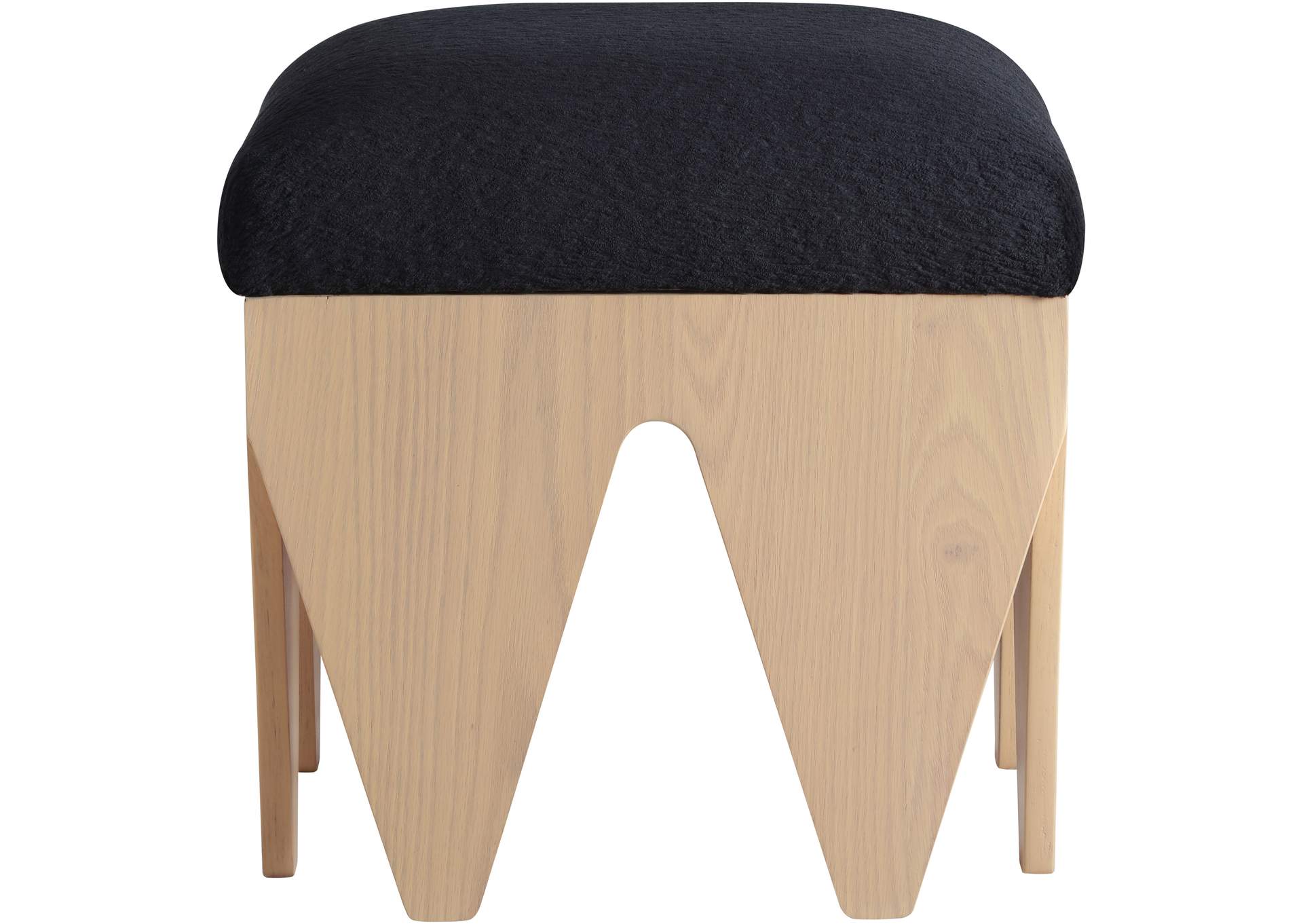 Altair Black Velour Fur Fabric Bench image 4
