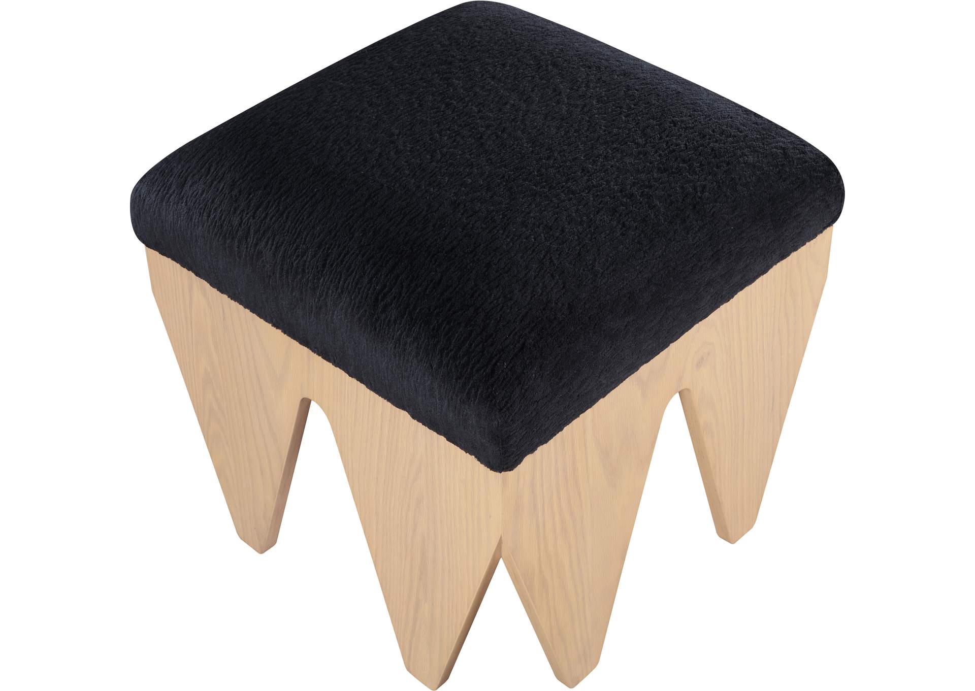 Altair Black Velour Fur Fabric Bench image 5