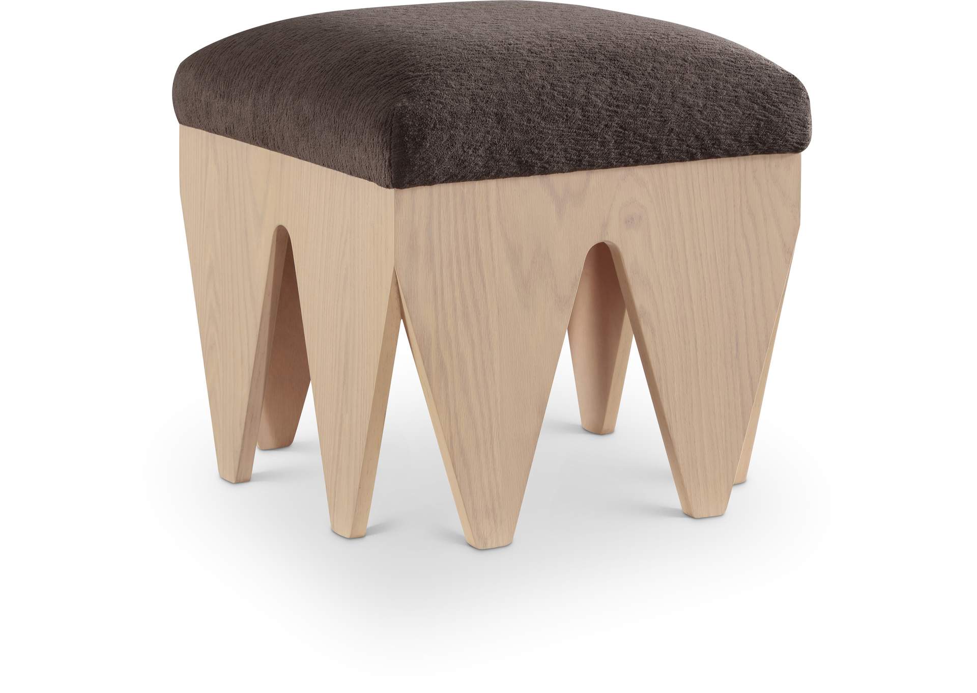 Altair Brown Velour Fur Fabric Bench