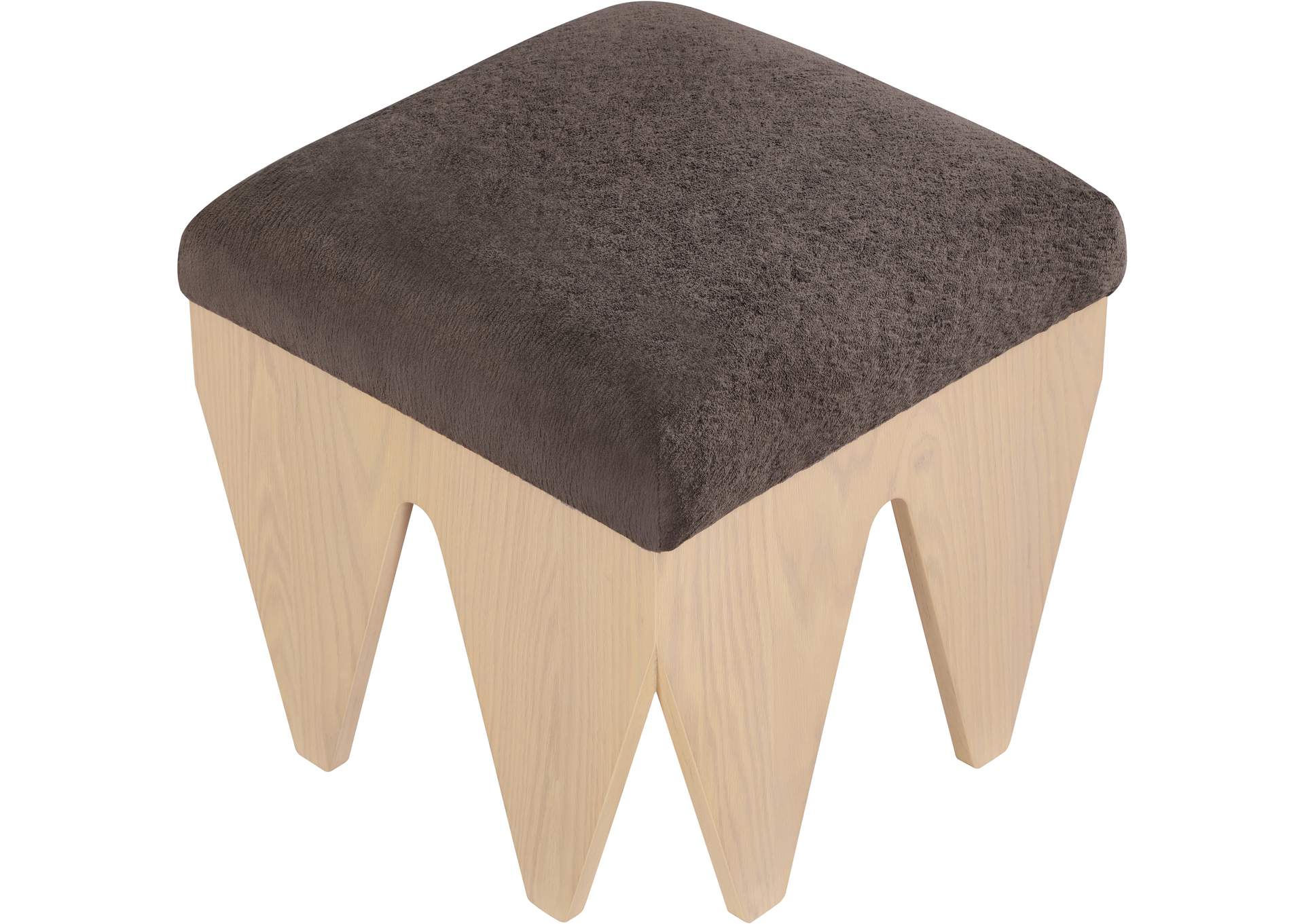 Altair Brown Velour Fur Fabric Bench