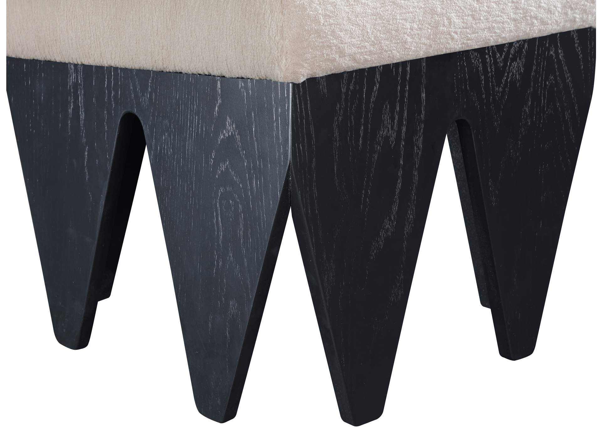 Altair Beige Velour Fur Fabric Bench