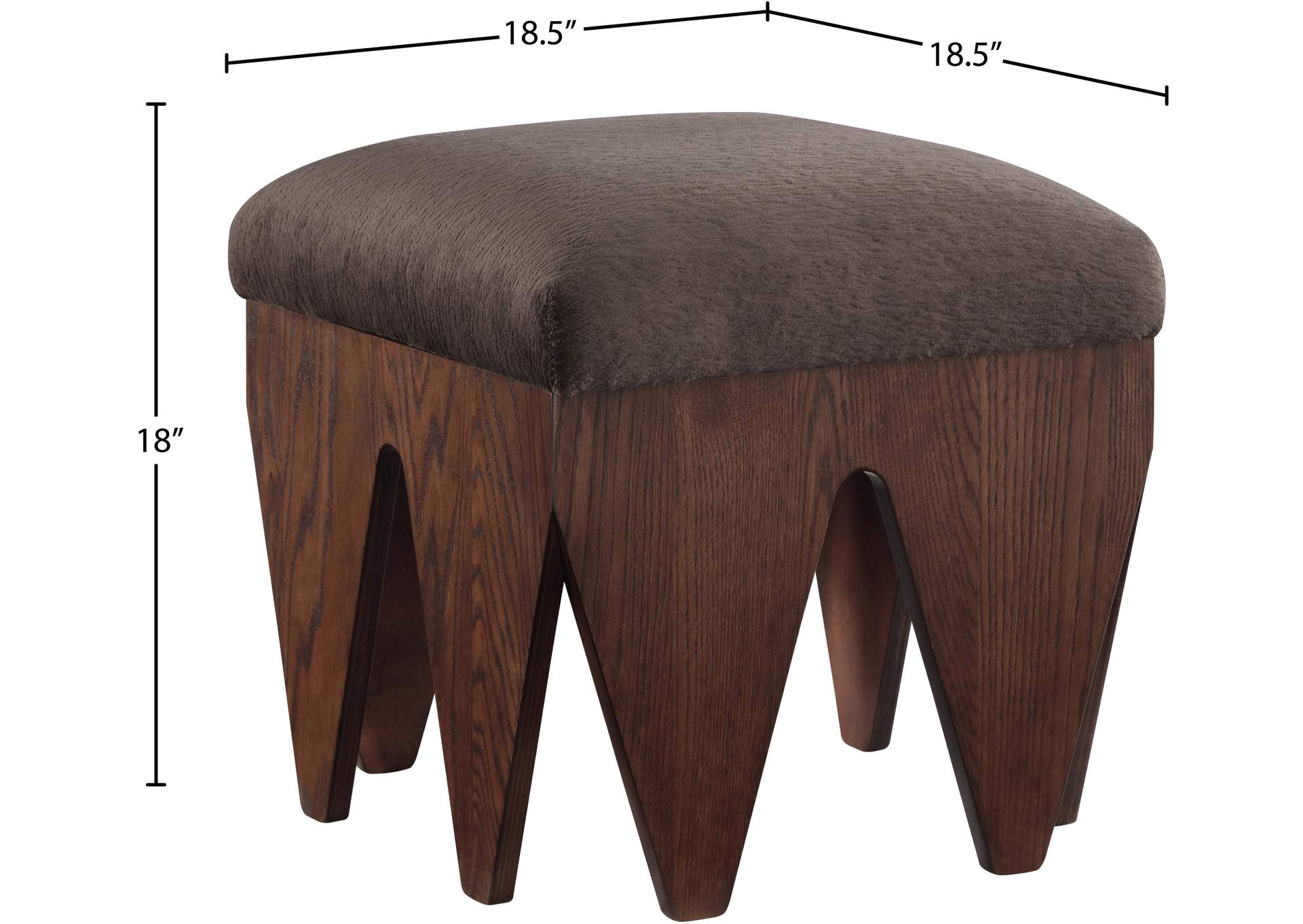Altair Brown Velour Fur Fabric Bench image 7