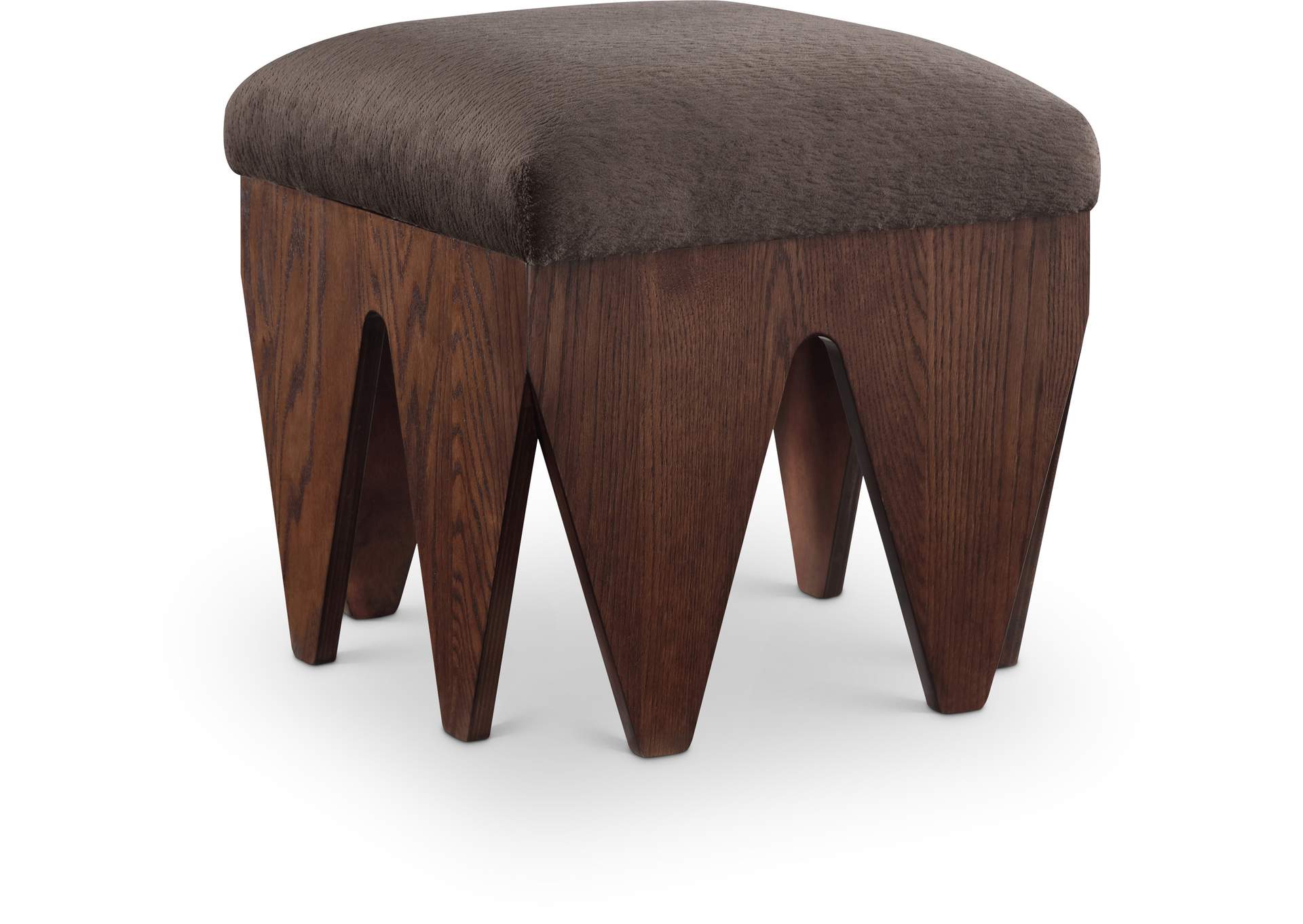 Altair Brown Velour Fur Fabric Bench image 1