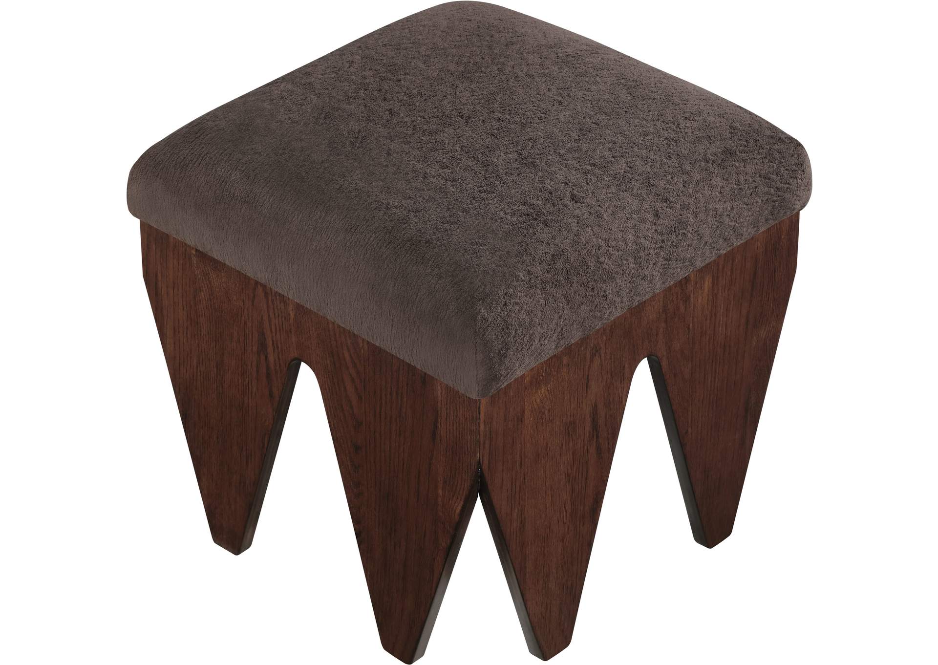 Altair Brown Velour Fur Fabric Bench image 5